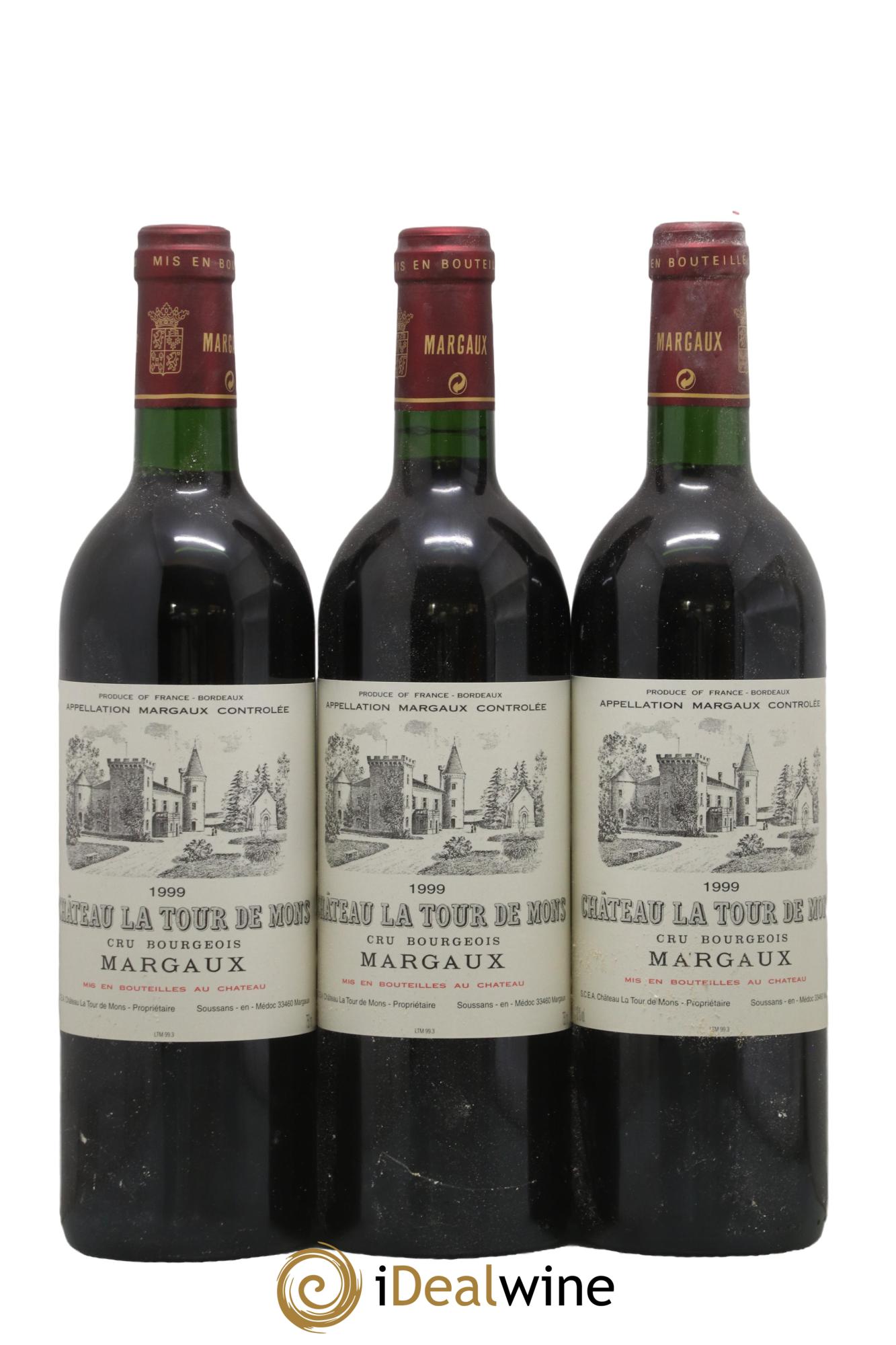 Château la Tour de Mons Cru Bourgeois 1999 - Lotto di 3 bottiglie - 0