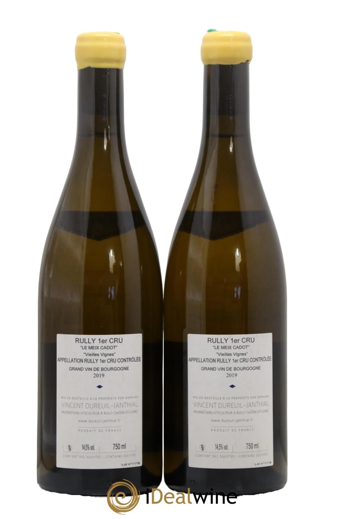 Rully 1er Cru Le Meix Cadot Vieilles Vignes Vincent Dureuil-Janthial 2019 - Lotto di 2 bottiglie - 1