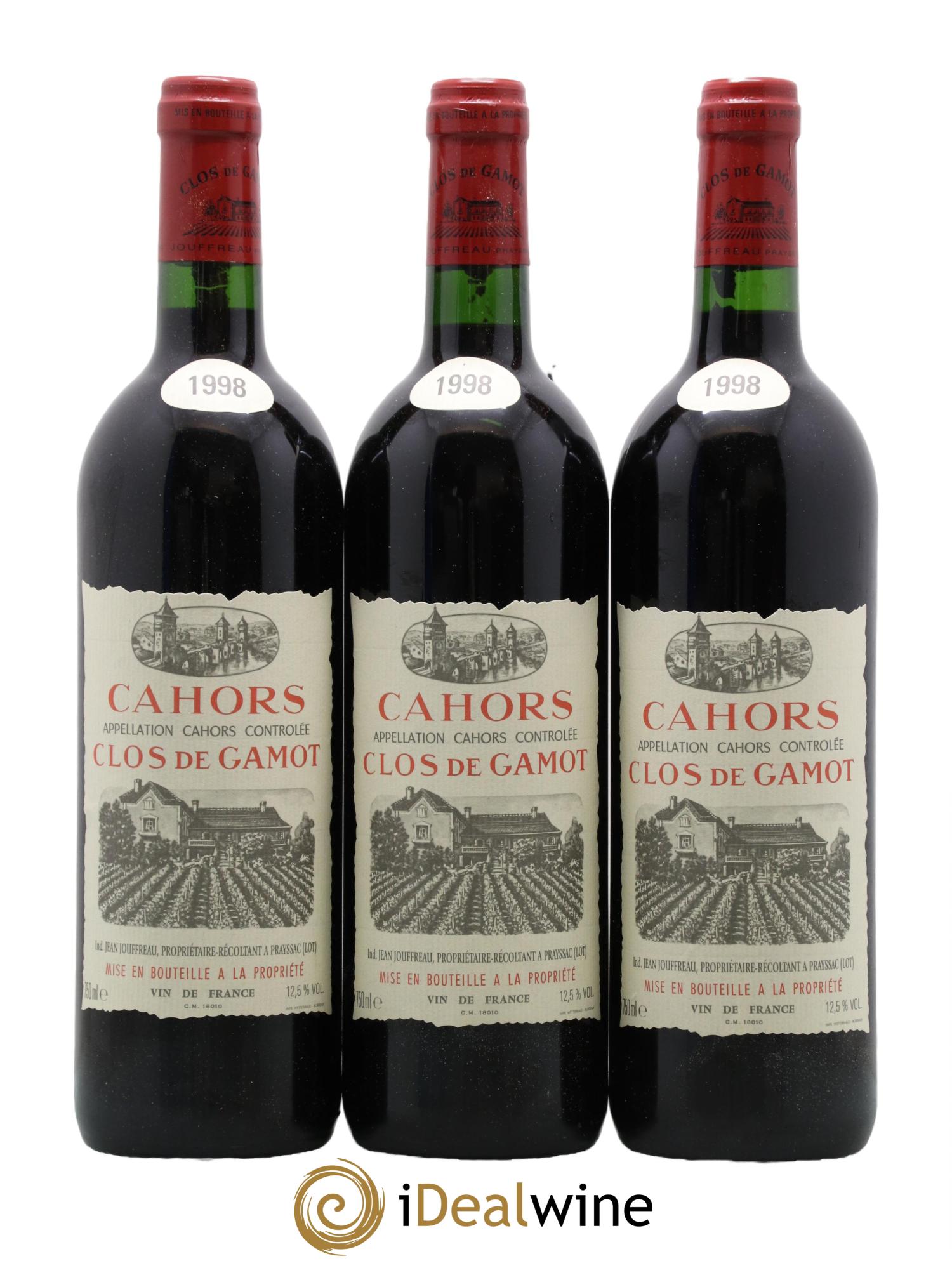 Cahors Clos de Gamot famille Jouffreau 1998 - Lot de 6 bouteilles - 1