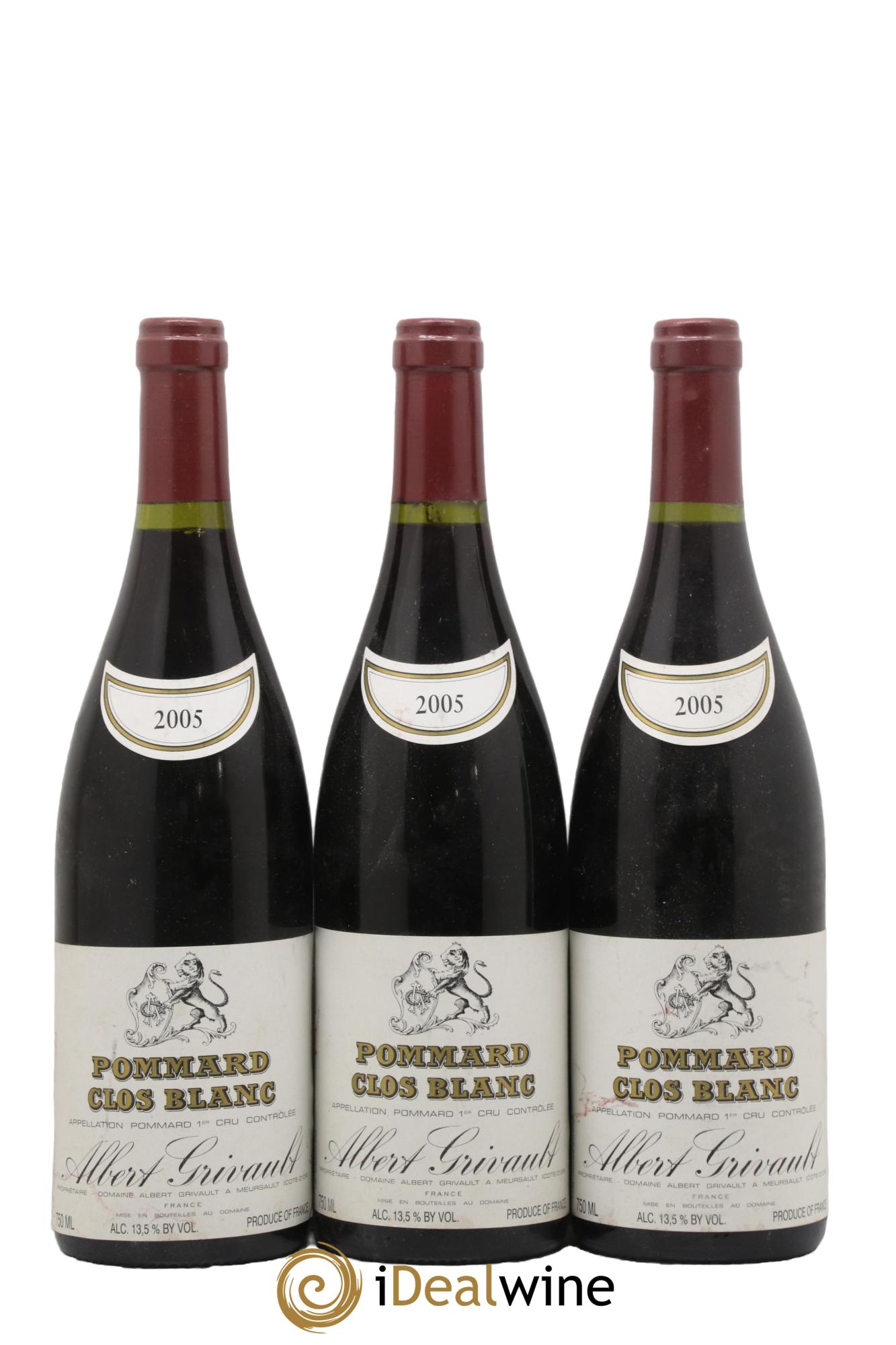 Pommard 1er Cru Clos Blanc Albert Grivault 2005 - Lot de 3 bouteilles - 0