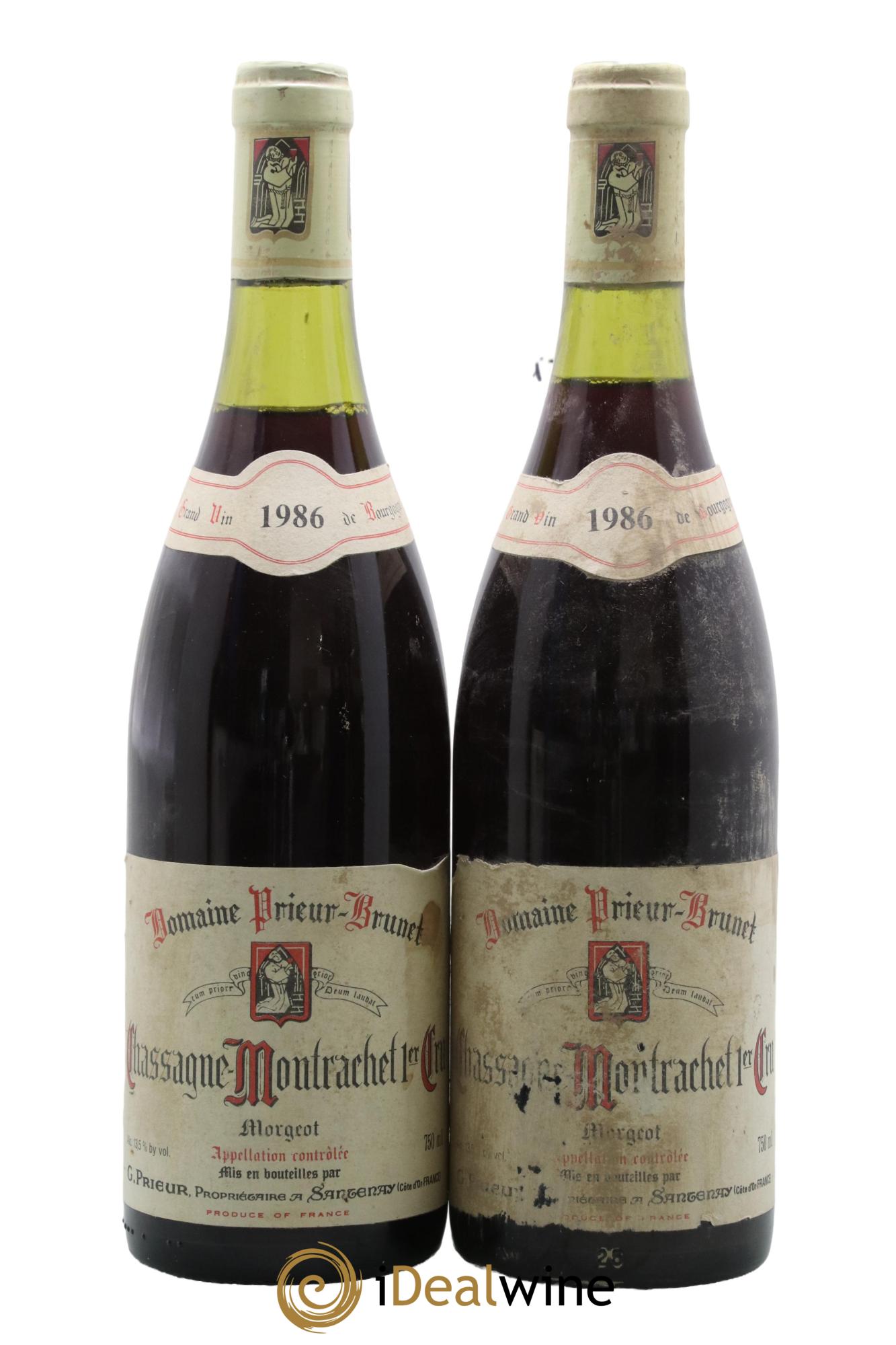 Chassagne-Montrachet 1er Cru Morgeot Prieur Brunet 1986 - Lot de 2 bouteilles - 0