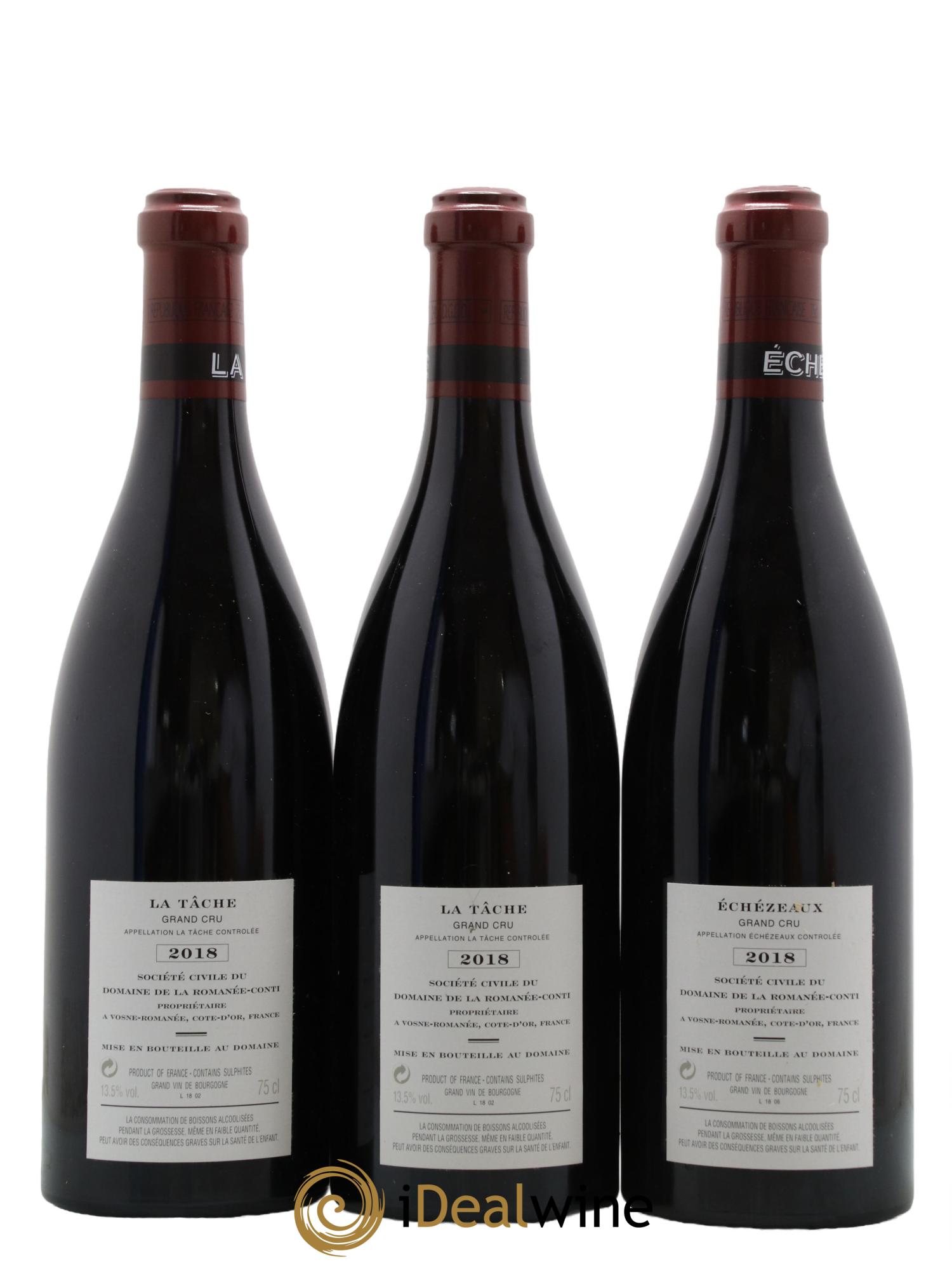Assortiment 2018 du Domaine de la Romanée-Conti Domaine de la Romanée-Conti 2 Echezeaux, 1 Grands Echezeaux,1 Montrachet, 3 La Tâche, 1 Richebourg, 2 Romanée St Vivant, 1 Romanée Conti 2018 - Lotto di 11 bottiglie - 6