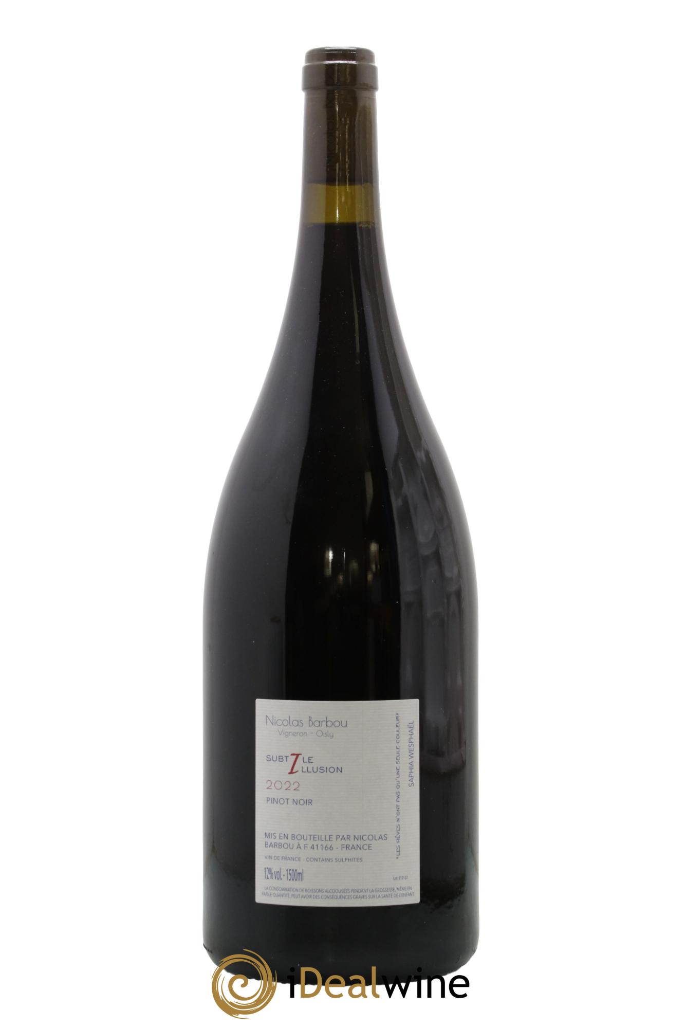 Vin de France Subtile illusion Pinot Noir Nicolas Barbou 2022 - Lot de 1 magnum - 1