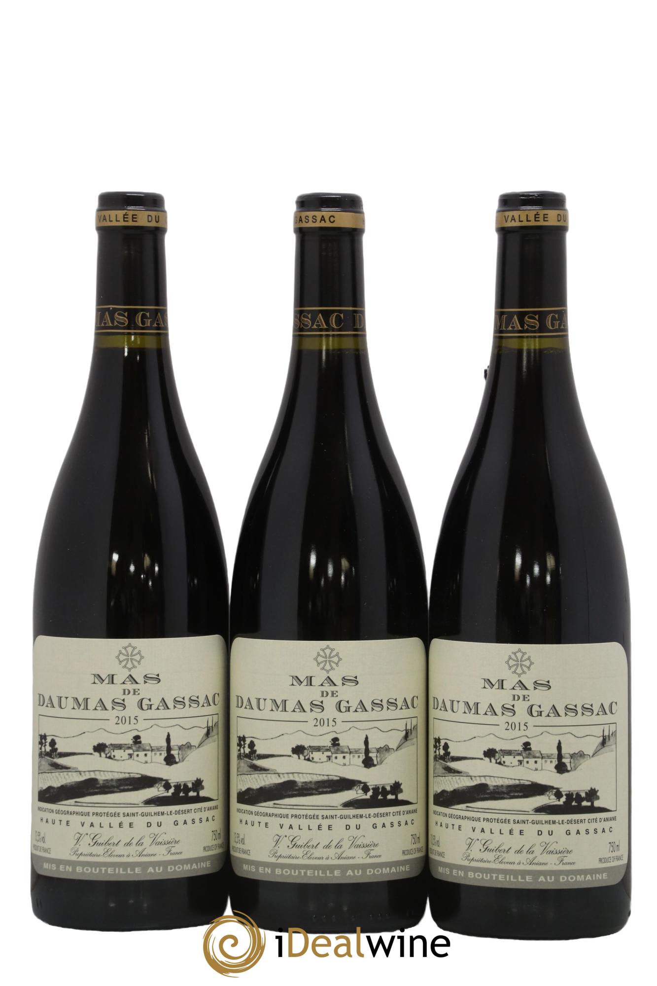 Saint-Guilhem-le-Désert - Cité d'Aniane Mas Daumas Gassac Famille Guibert de La Vaissière 2015 - Lot of 3 bottles - 0