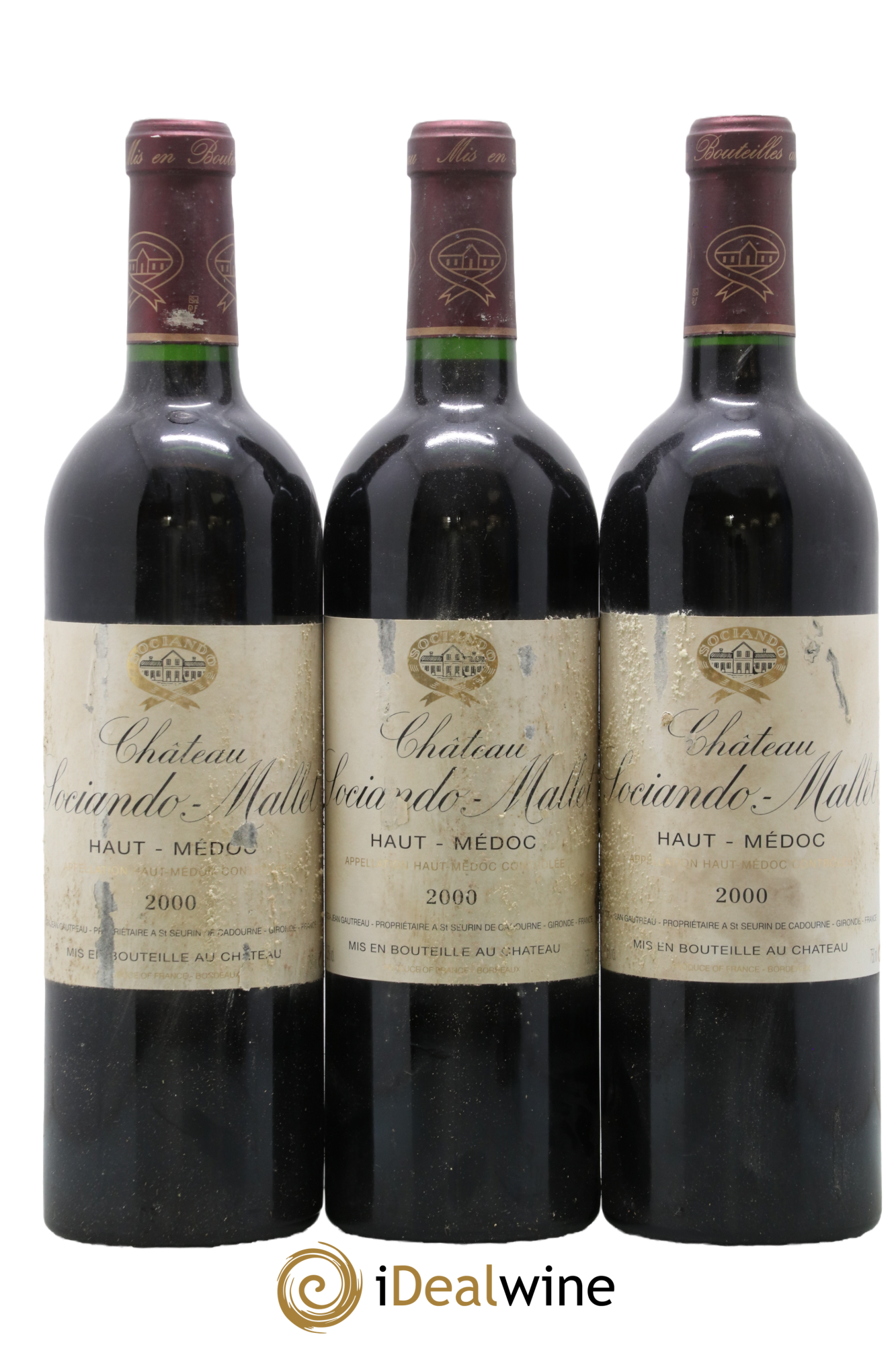 Château Sociando Mallet 2000 - Lot de 3 bouteilles - 0