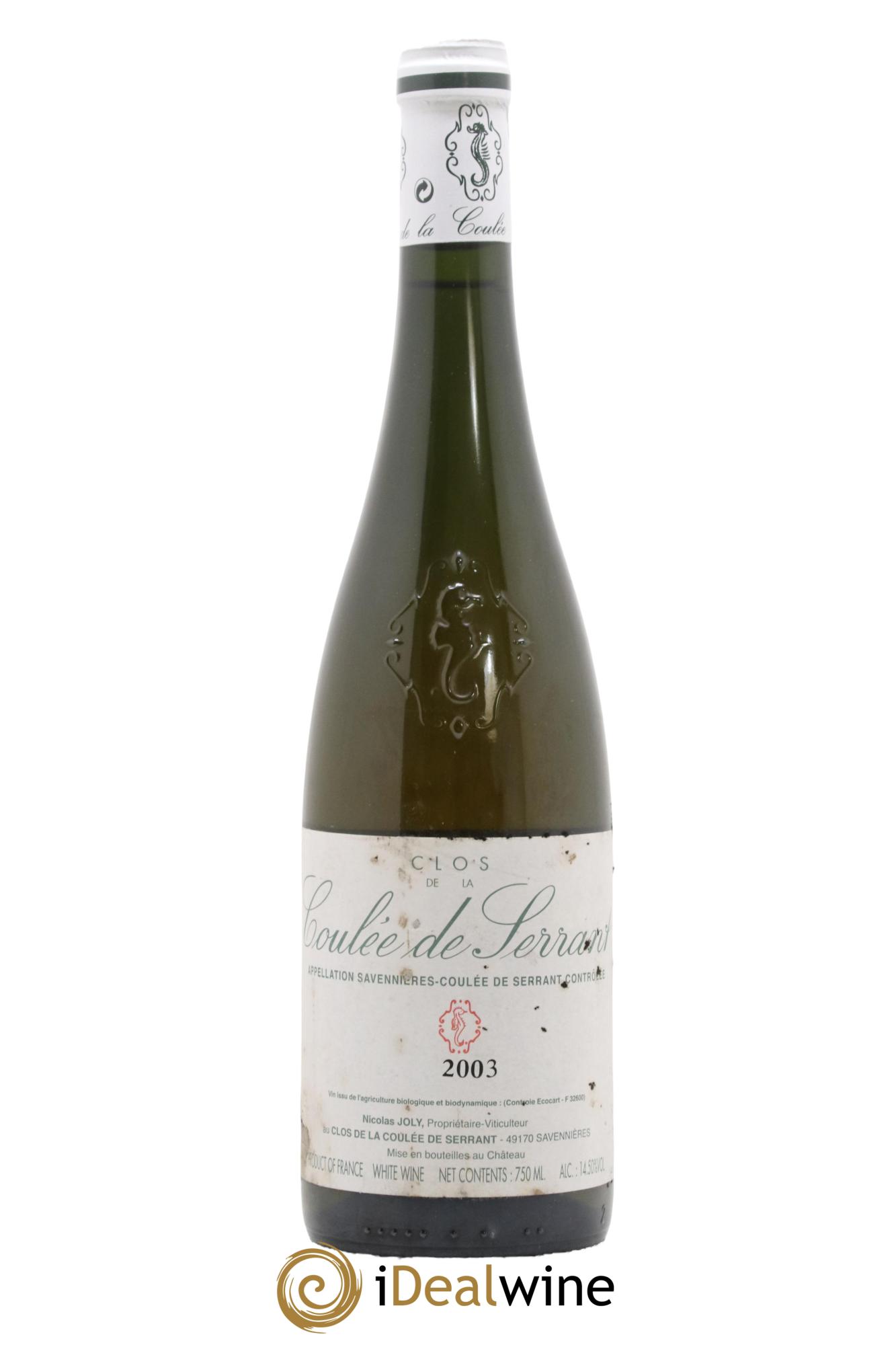 Savennières Clos de la Coulée de Serrant Vignobles de la Coulée de Serrant - Nicolas Joly 2003 - Lot de 1 bouteille - 0
