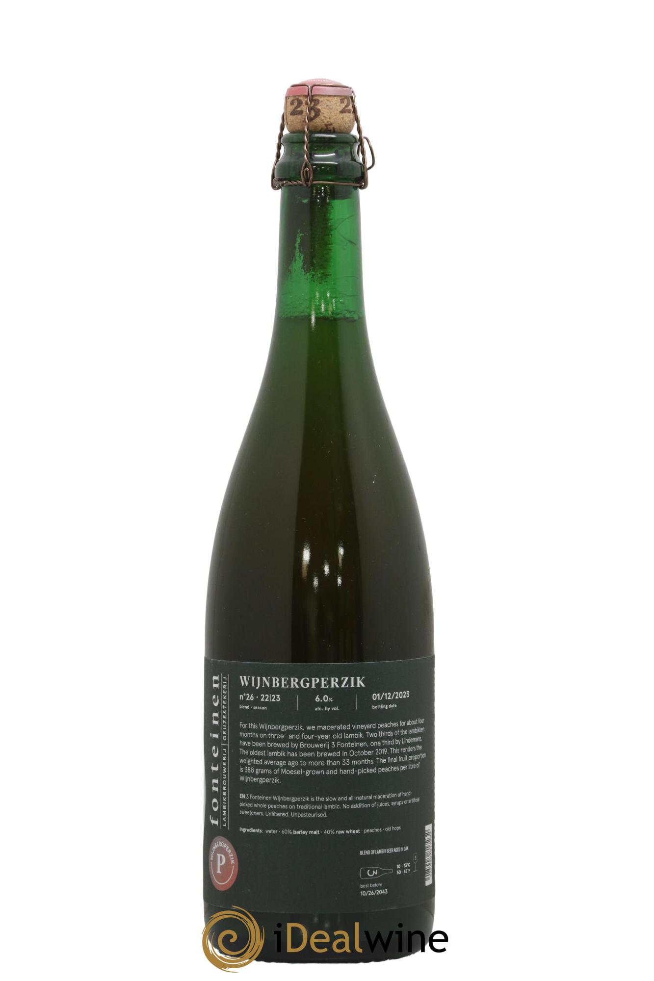 Bière 3 Fonteinen Wijnbergperzik (Pêche Wijnberg de Moselle) (season 22 23) Blend n° 26 - Lot de 1 bouteille - 1