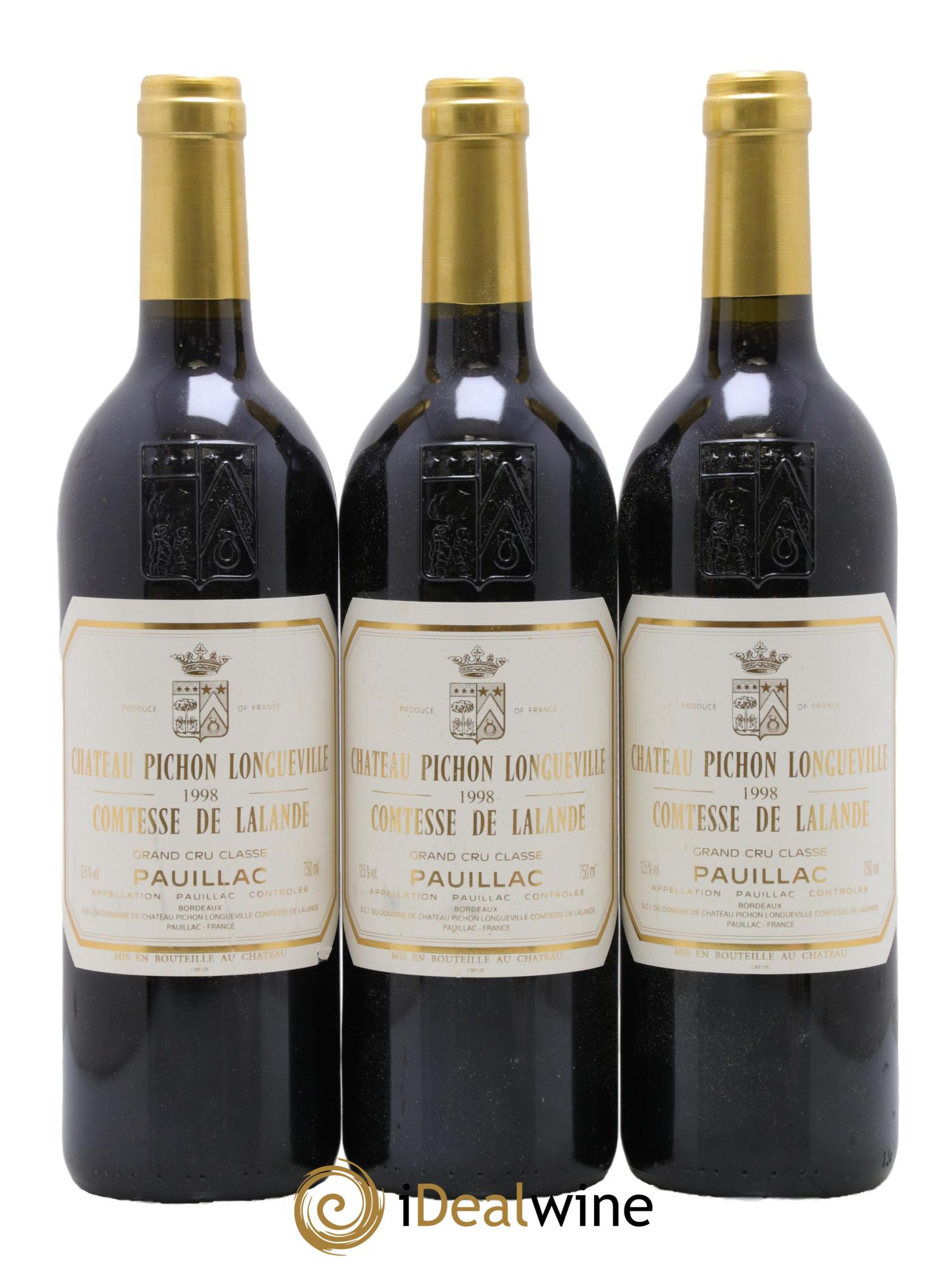 Château Pichon Longueville Comtesse de Lalande 2ème Grand Cru Classé 1998 - Posten von 3 Flaschen - 0