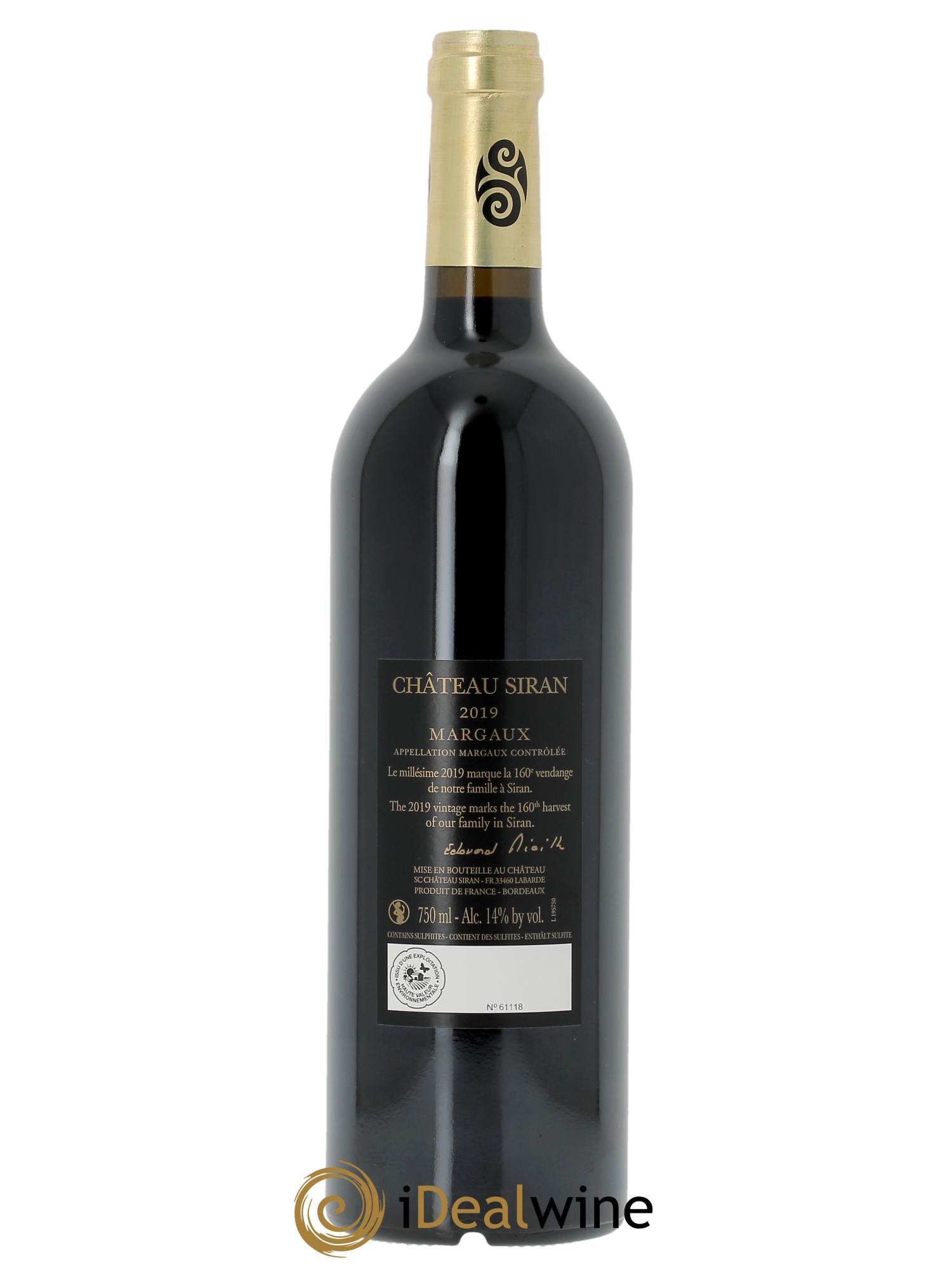 Château Siran (OWC if 3 bt) 2019 - Lot of 1 bottle - 1