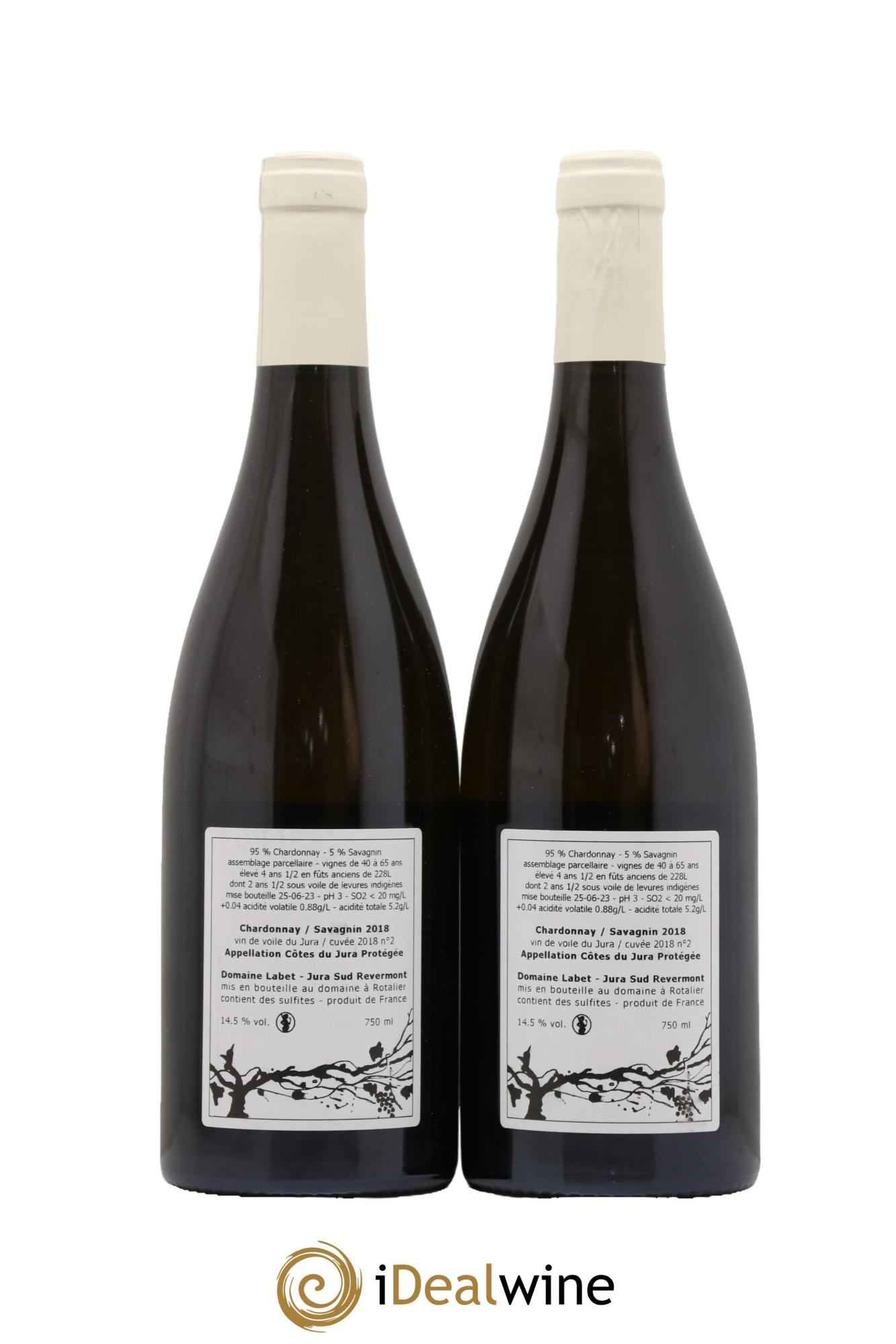 Côtes du Jura Vin de Voile Chardonnay-Savagnin cuvée de garde Romain - Julien - Charline Labet 2018 - Lot de 2 bouteilles - 1