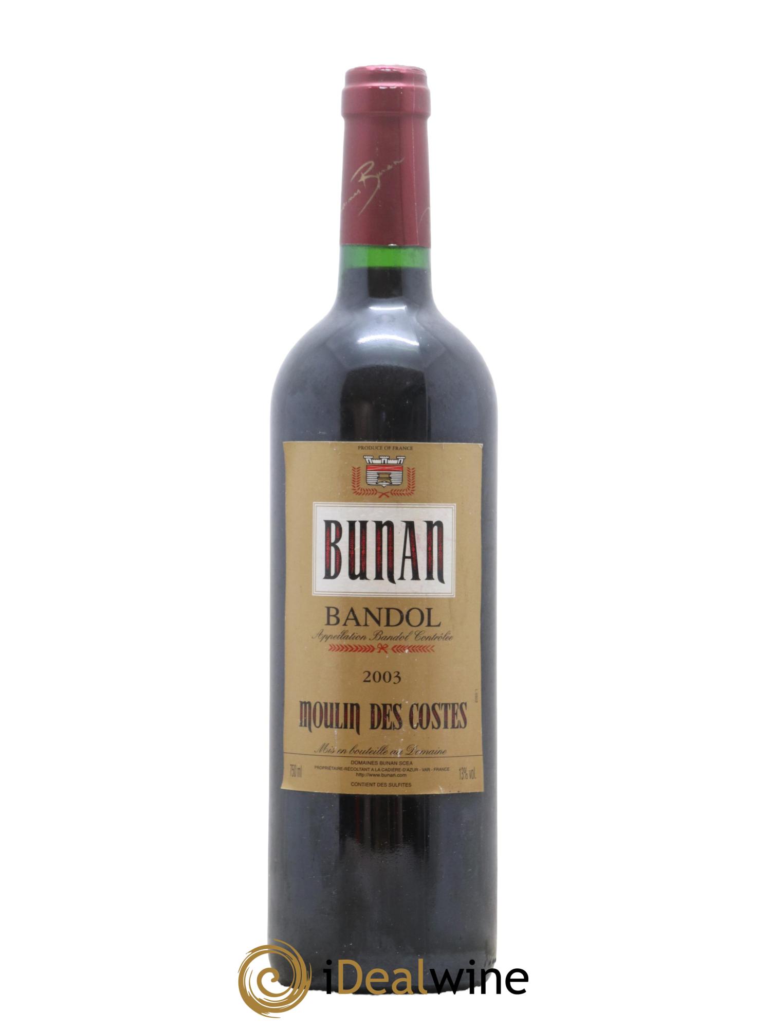 Bandol Moulin des Costes Domaine Bunan 2003 - Lot de 1 bouteille - 0
