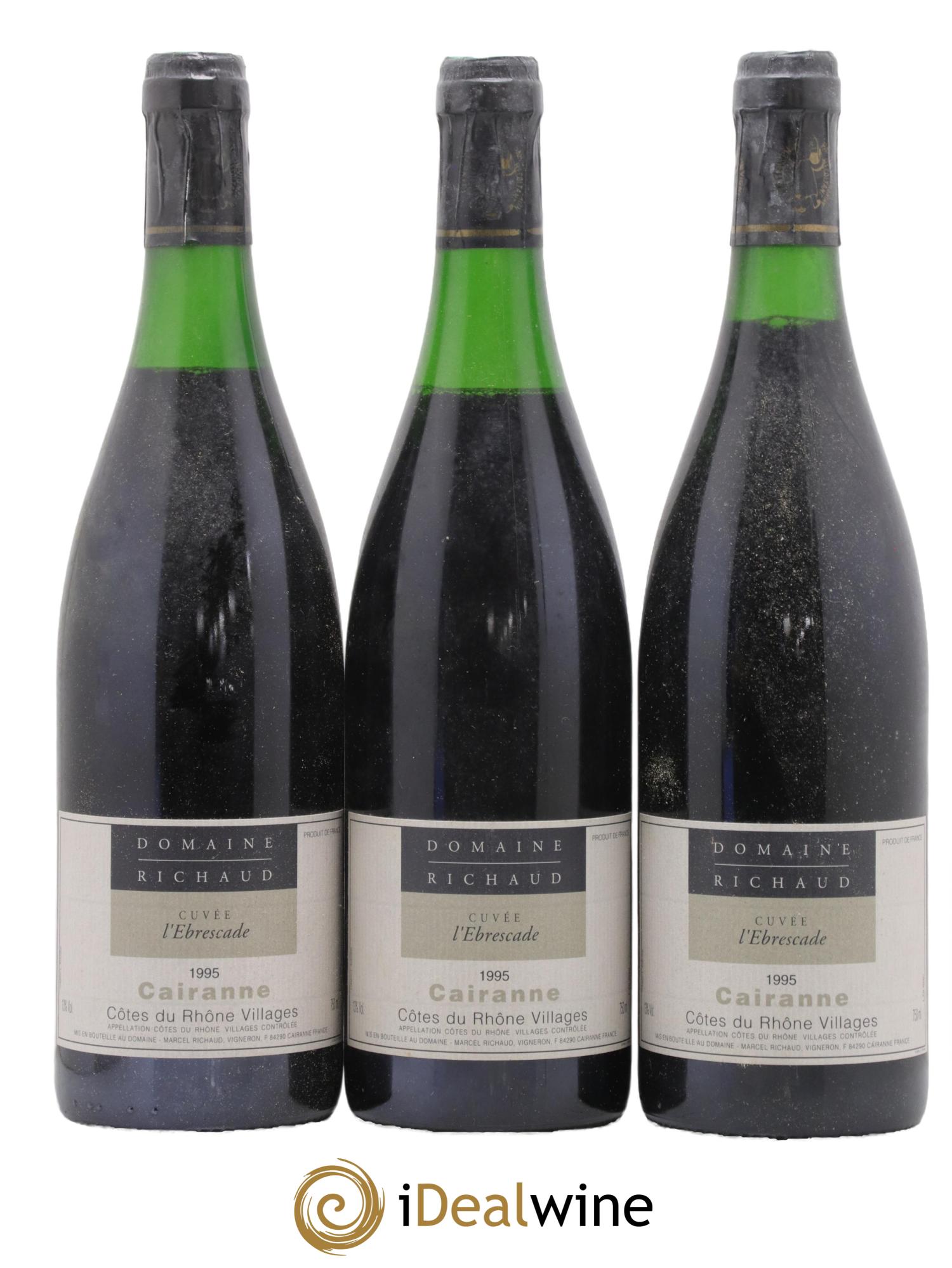 Cairanne Ebrescade Marcel Richaud 1995 - Lot de 3 bouteilles - 0