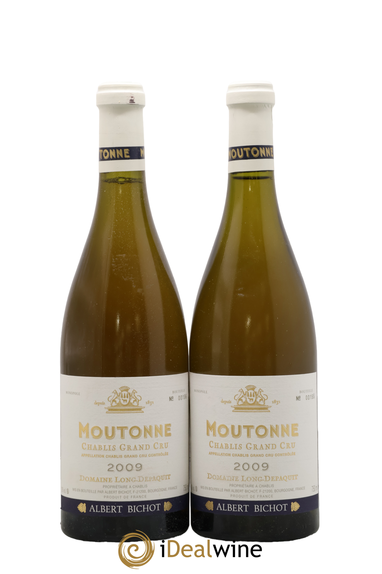 Chablis Grand Cru Moutonne Long Depaquit - Albert Bichot (Domaine) 2009 - Lot of 2 bottles - 0