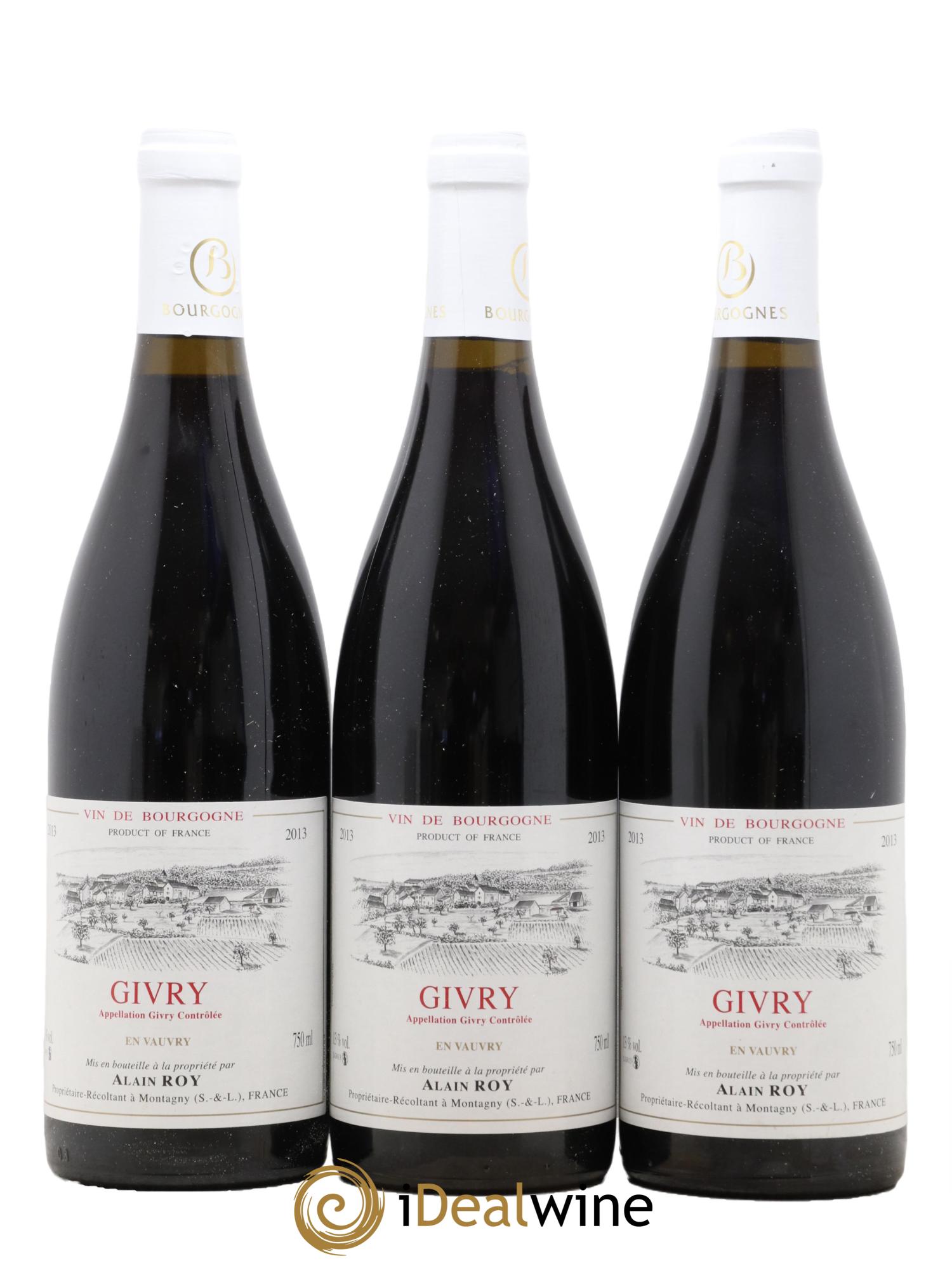 Givry En Vauvry Domaine Alain Roy 2013 - Lot de 3 bouteilles - 0