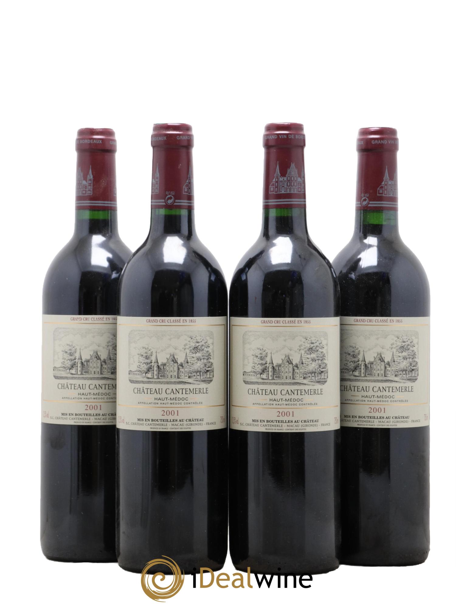 Château Cantemerle 5ème Grand Cru Classé 2001 - Posten von 4 Flaschen - 0