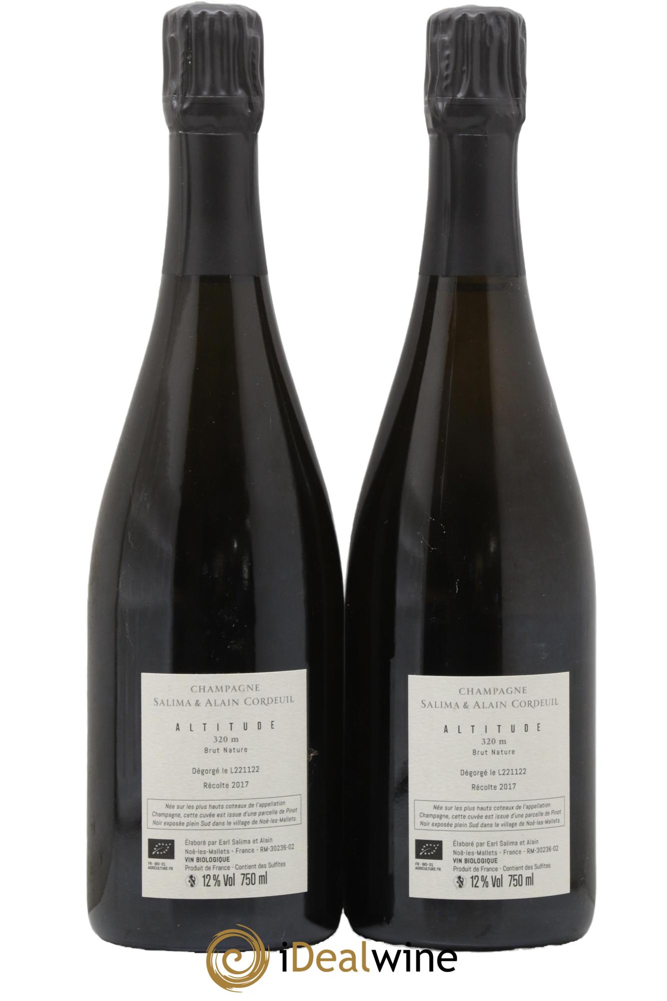 Champagne Brut Nature Altitude 320m Cordeuil Alain Et Salima 2018 - Lot de 2 bouteilles - 1