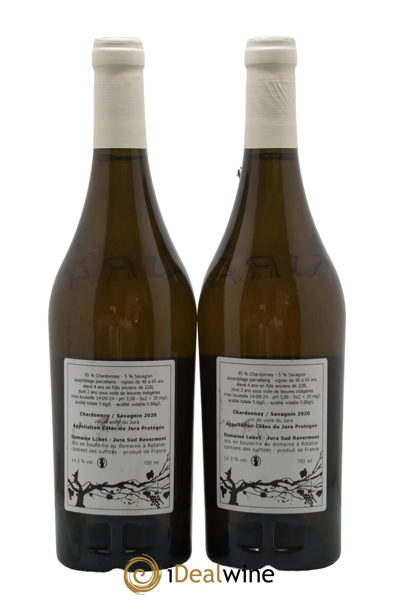 Côtes du Jura Vin de Voile Chardonnay-Savagnin cuvée de garde Romain - Julien  - Charline Labet 2020 - Lot de 2 bouteilles - 1