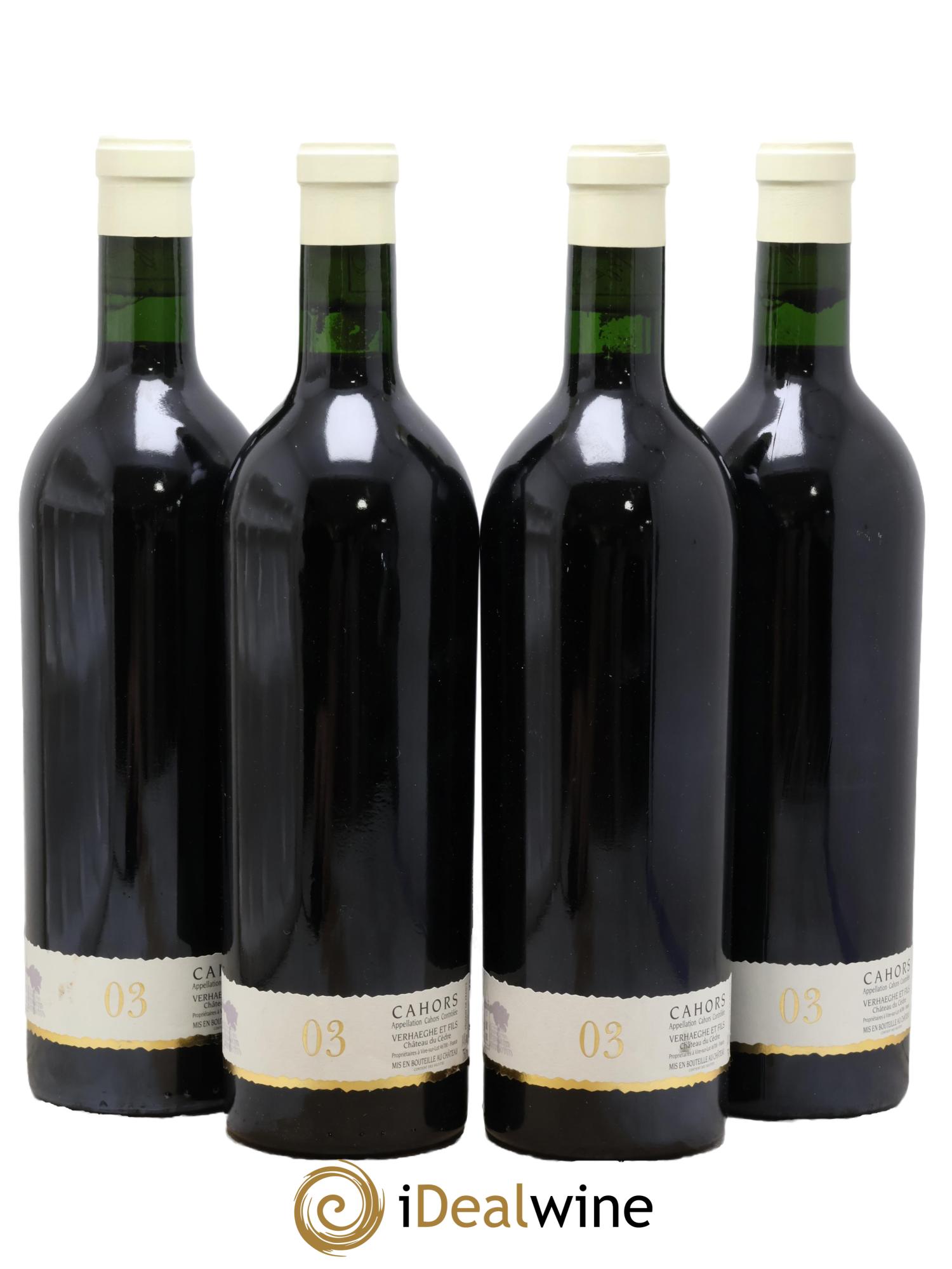 Cahors Château du Cèdre GC Pascal et Jean-Marc Verhaeghe 2003 - Lot de 4 bouteilles - 1