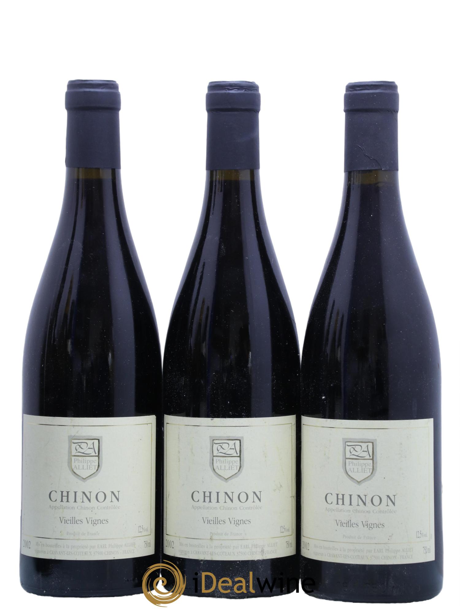 Chinon Vieilles Vignes Philippe Alliet 2002 - Lot de 3 bouteilles - 0