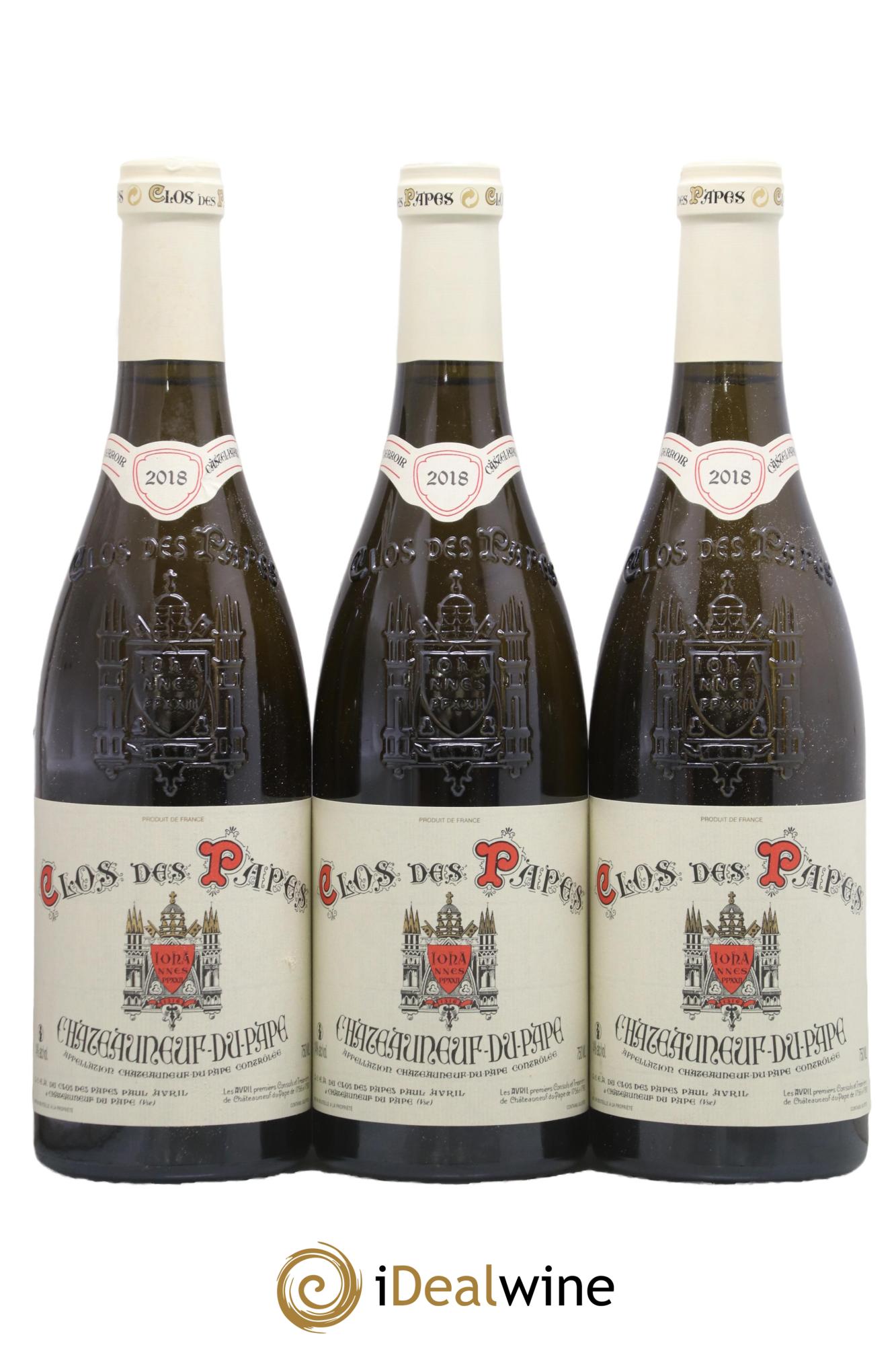 Châteauneuf-du-Pape Clos des Papes - Paul Avril 2018 - Lot de 3 bouteilles - 0