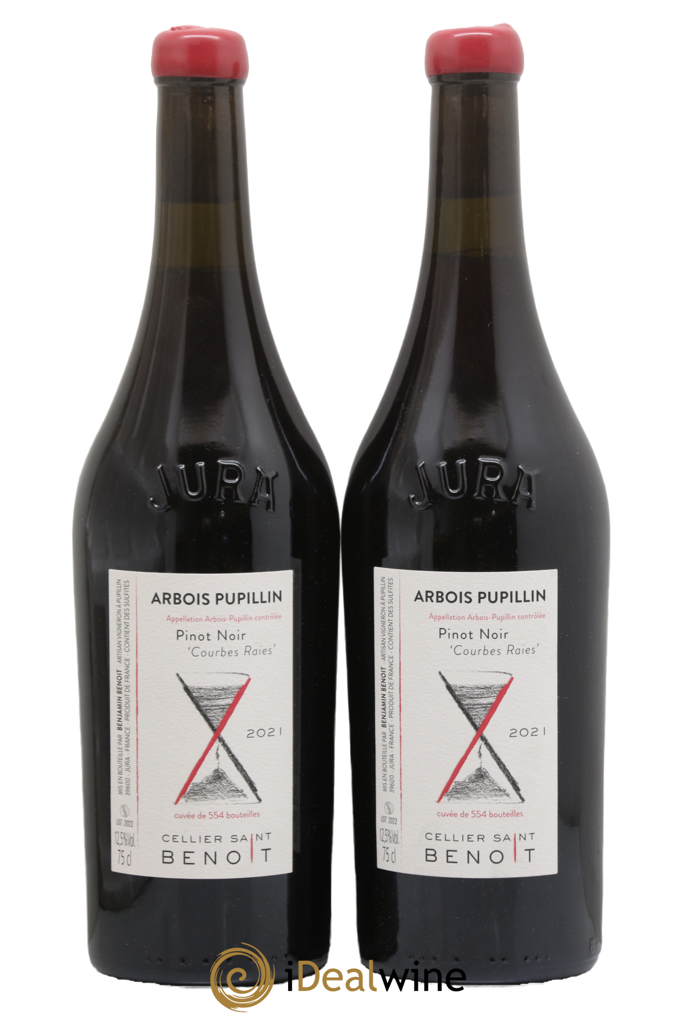 Arbois-Pupillin Pinot Noir Courbes Raies Cellier Saint Benoît 2021 - Lot de 2 bouteilles - 0