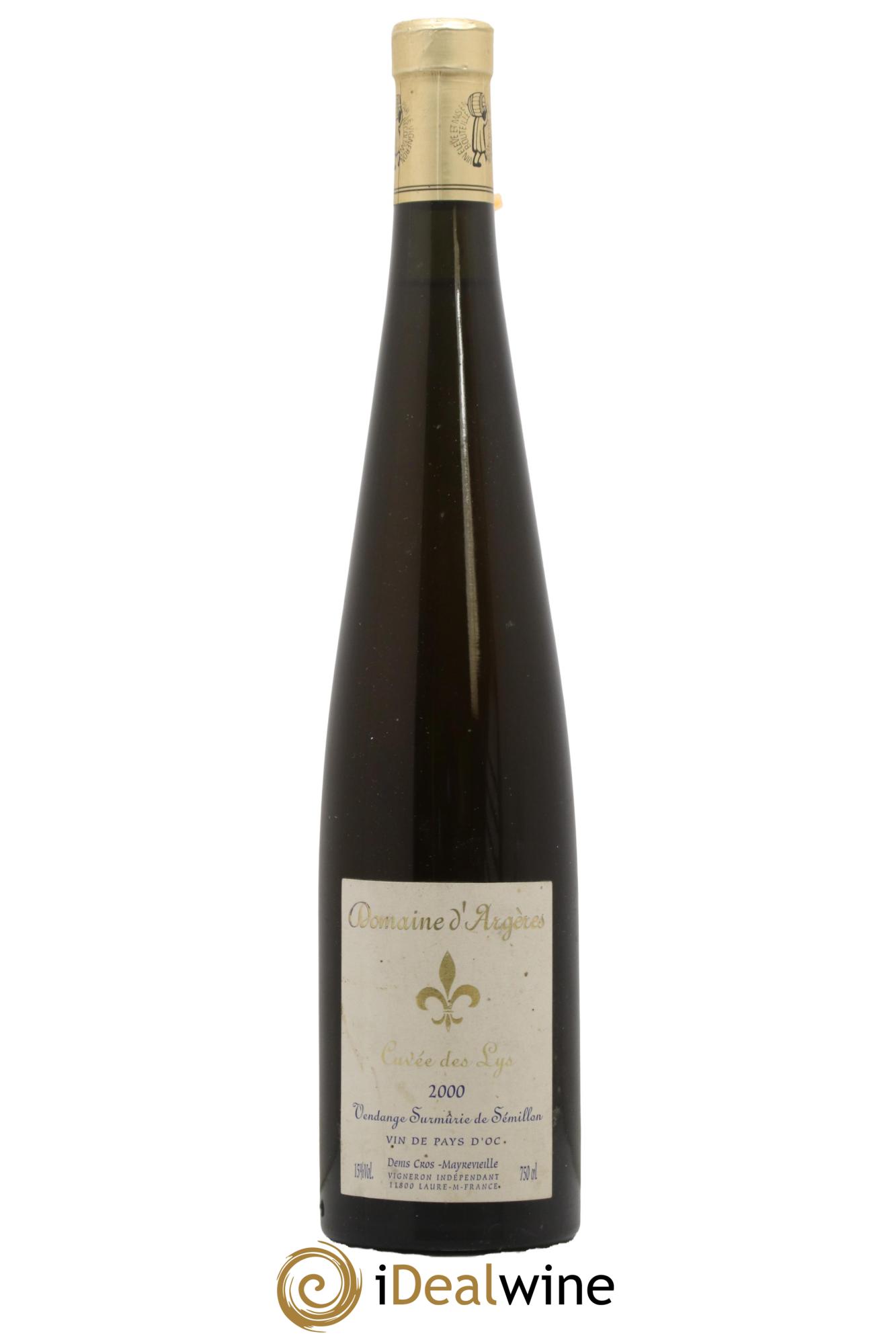 Pays d'Oc Cuvée des Lys Vendange Surmûrie Sémillon Domaine d'Argères 2000 - Lot de 1 bouteille - 0