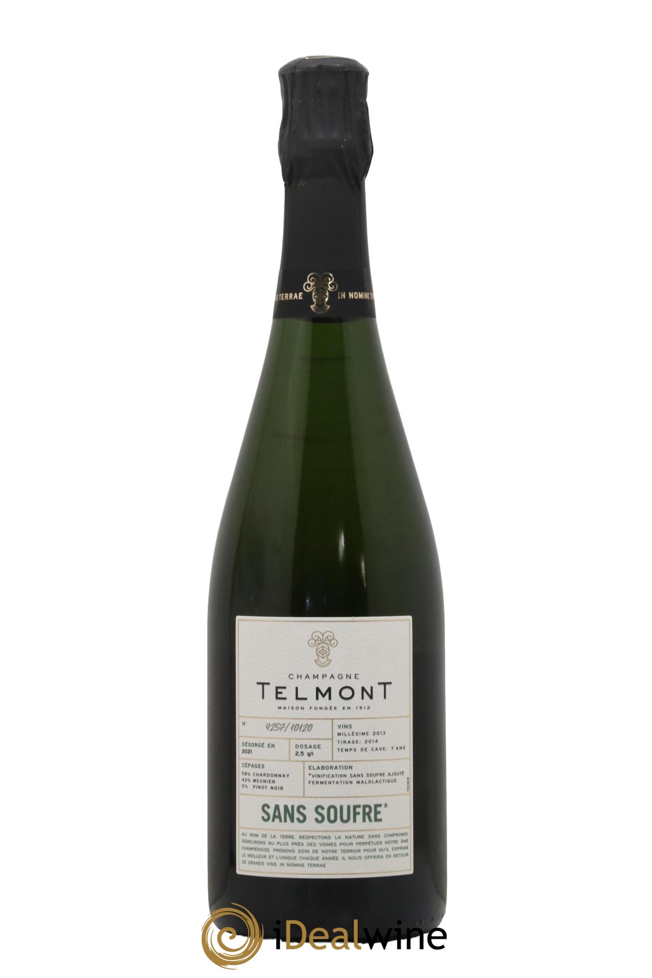 Champagne Sans Souffre Extra Brut Telmont 2013 - Lot de 1 bouteille - 0