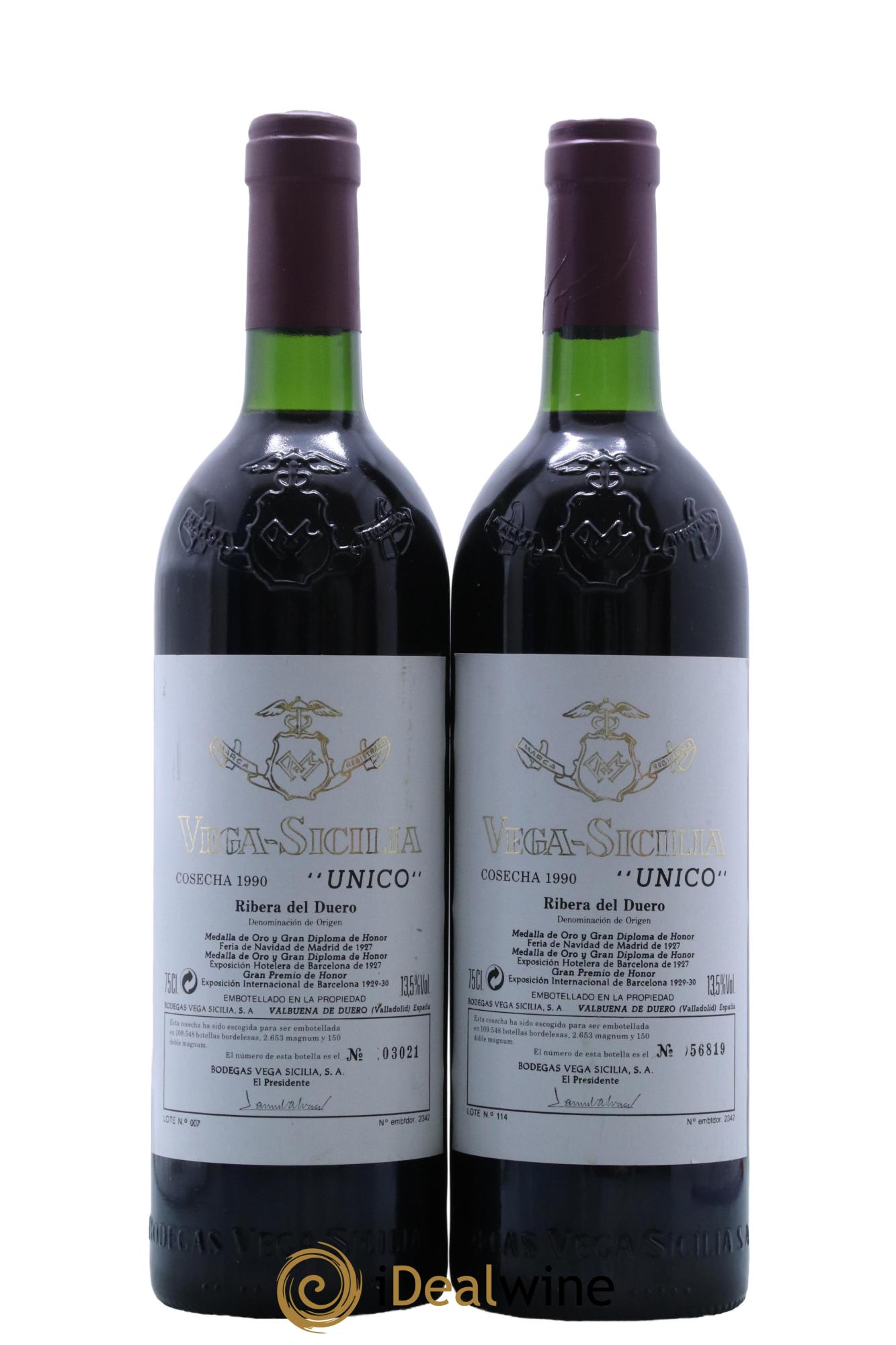 Ribera Del Duero DO Vega Sicilia Unico Famille Alvarez 1990 - Lot de 2 bouteilles - 0