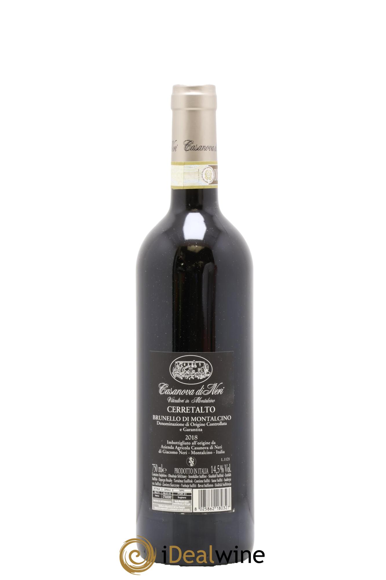 Brunello di Montalcino DOCG Cerretalto Casanova di Neri - Giacomo Neri 2018 - Lot de 1 bouteille - 1