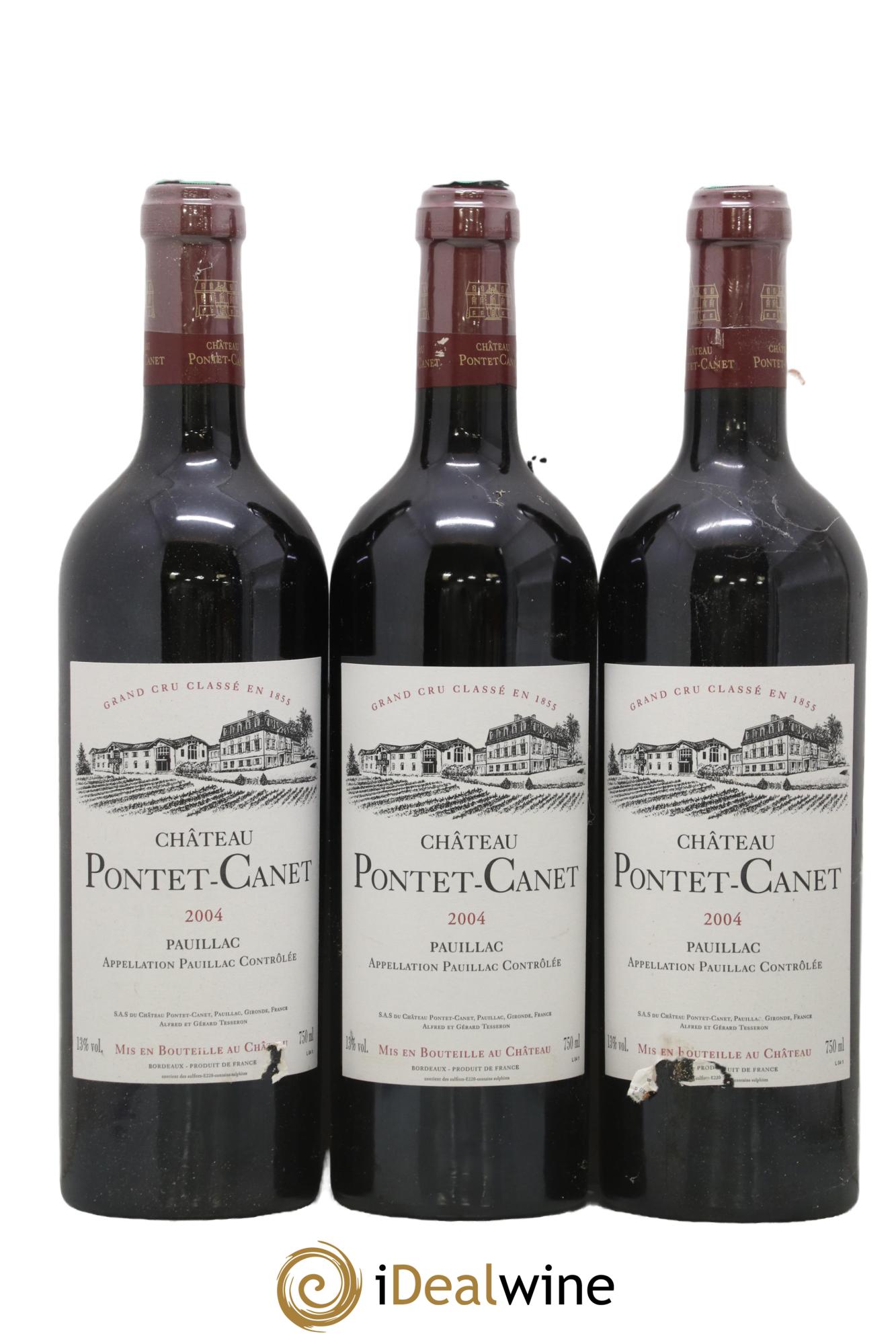 Château Pontet Canet 5ème Grand Cru Classé  2004 - Lot of 3 bottles - 0