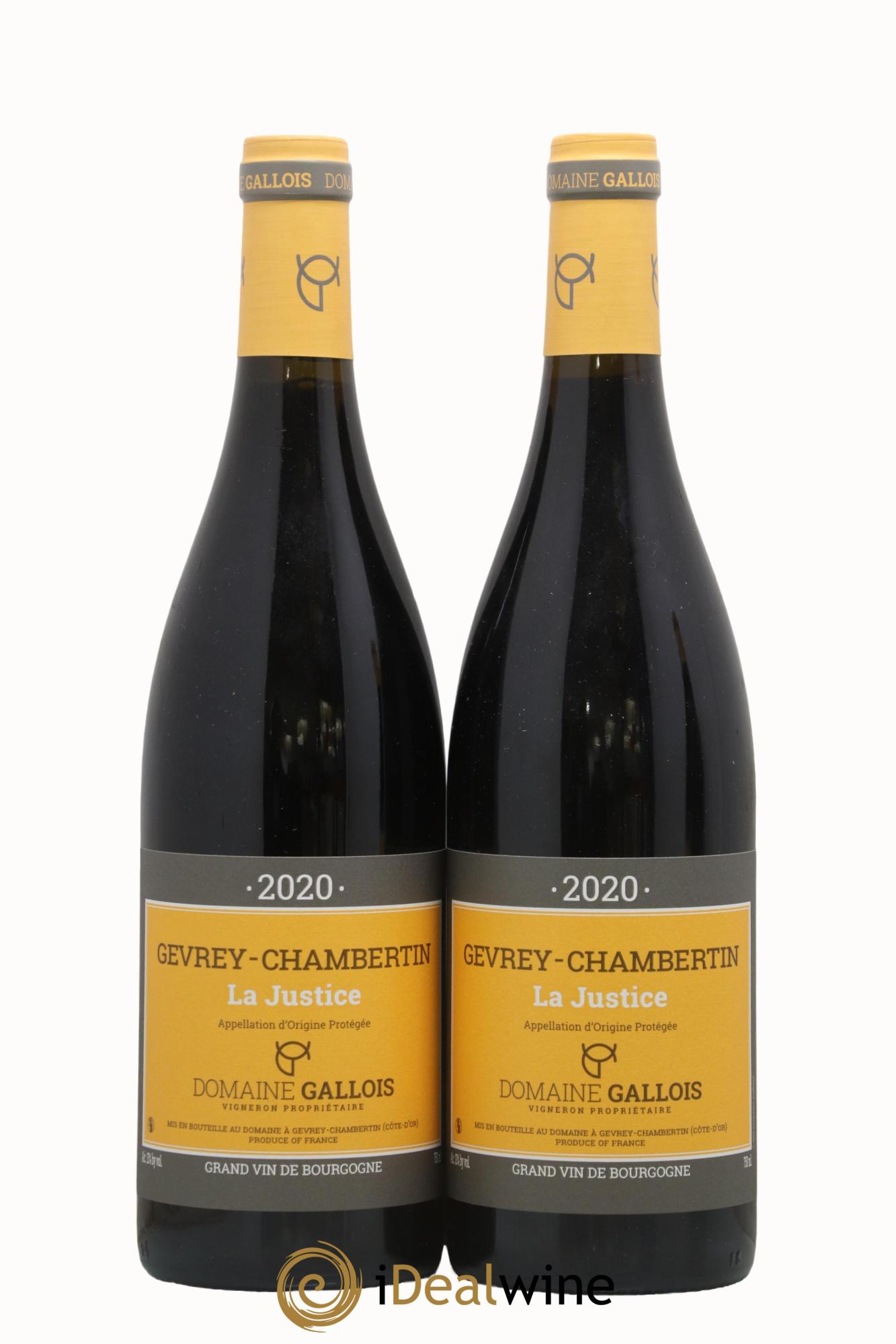 Gevrey-Chambertin La Justice Gallois 2020 - Lot de 2 bouteilles - 0