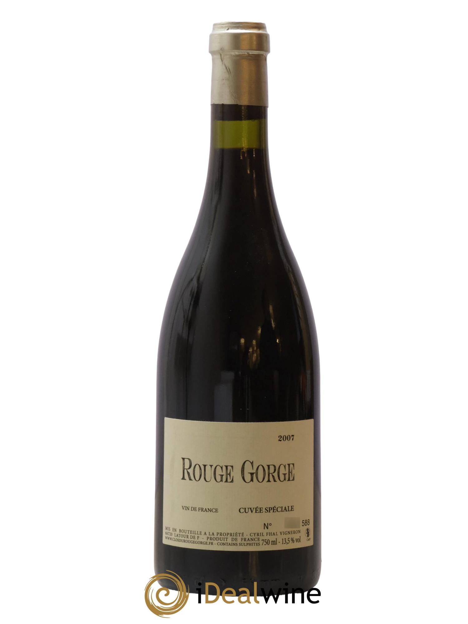 Vin de France Clos du Rouge Gorge Cuvée Spéciale Cyril Fhal Cuvée Spéciale Rouge Gorge Cyril Fahl 2007 - Lot de 1 bouteille - 0