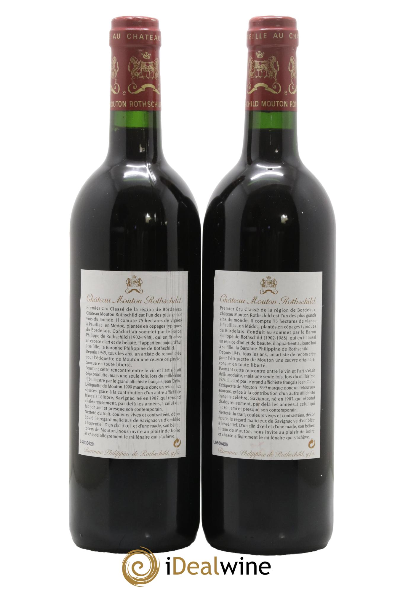Château Mouton Rothschild 1er Grand Cru Classé 1999 - Lot de 2 bouteilles - 1