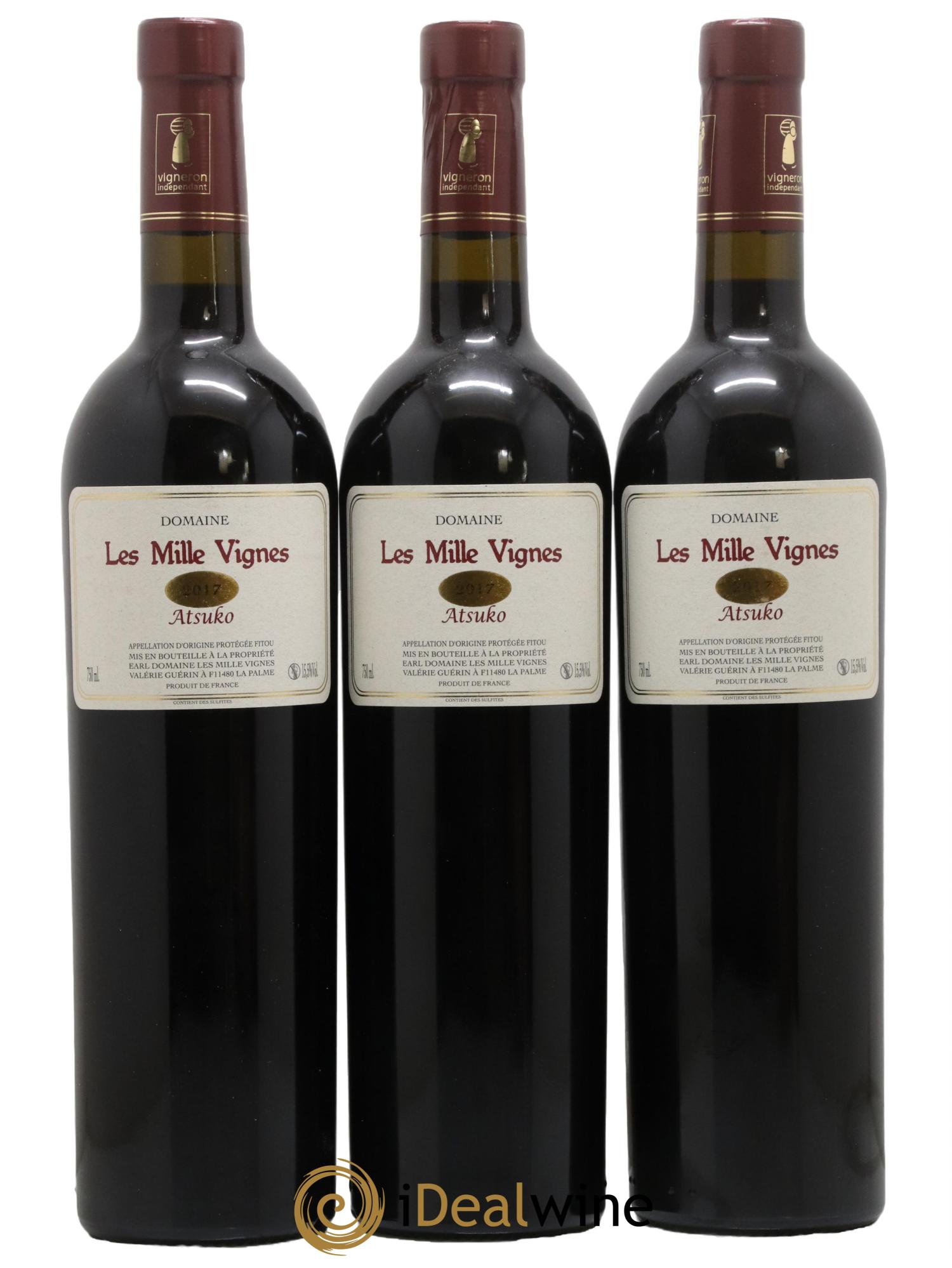 Fitou Atzuko Domaine Les Mille Vignes 2017 - Lot de 3 bouteilles - 0
