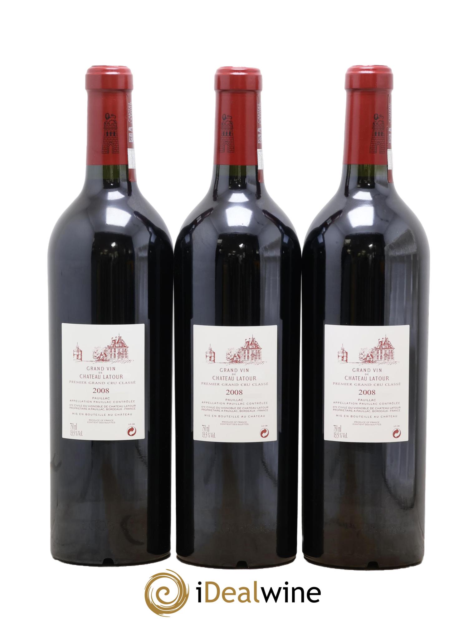 Château Latour 1er Grand Cru Classé 2008 - Lotto di 3 bottiglie - 1
