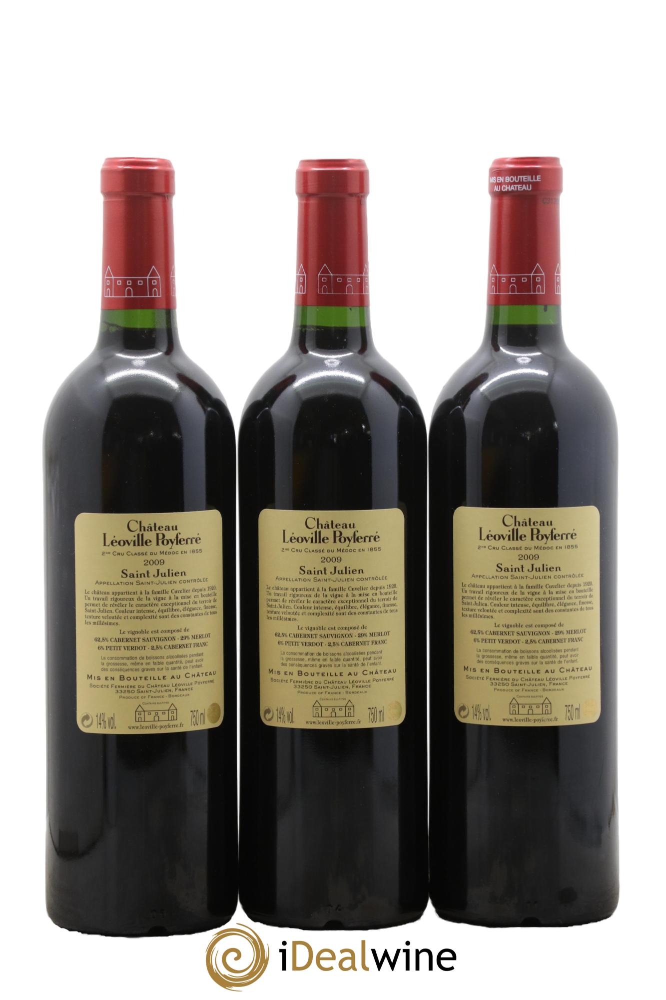 Château Léoville Poyferré 2ème Grand Cru Classé 2009 - Lot of 3 bottles - 1