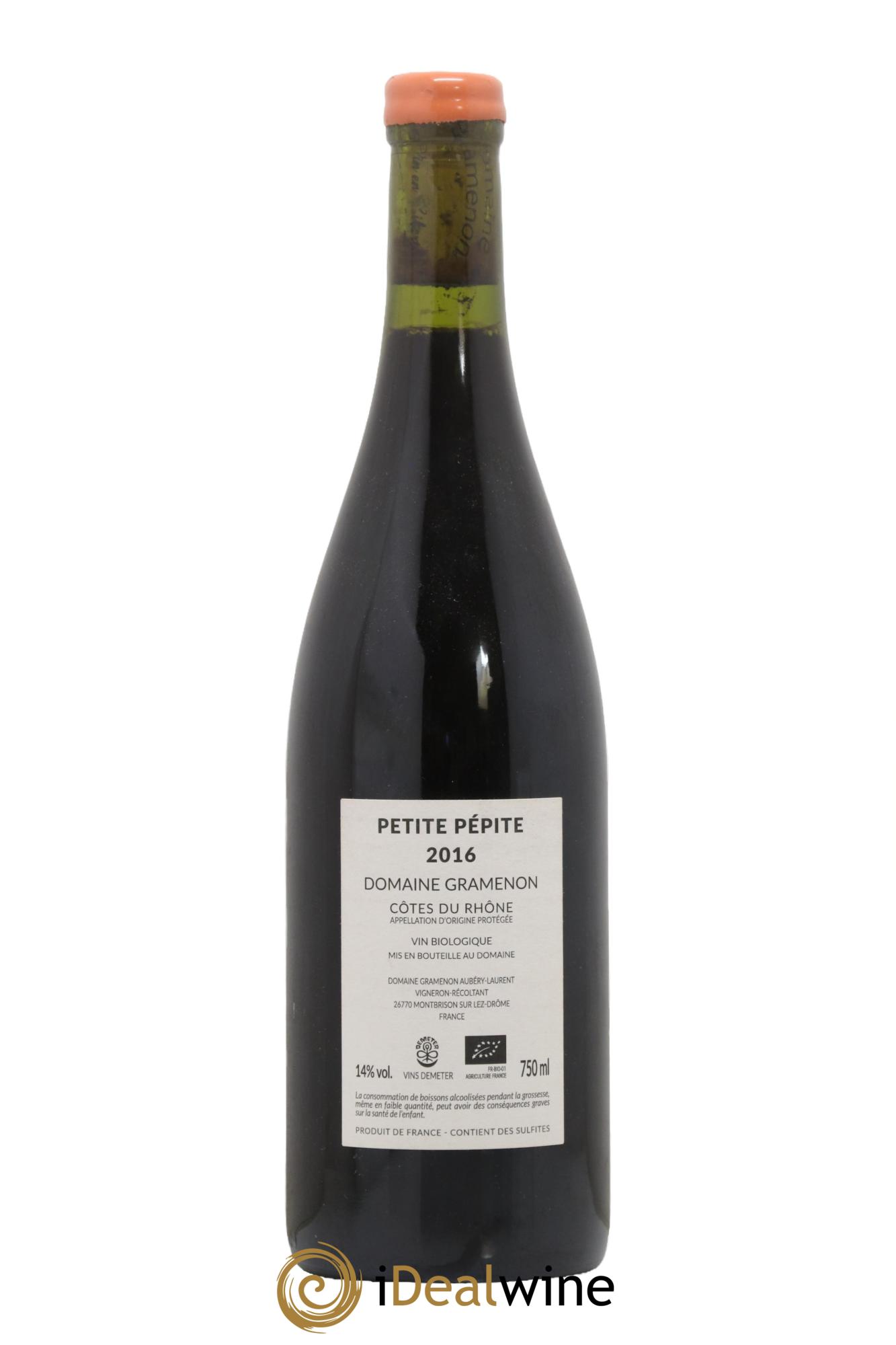 Côtes-du-Rhône Petite Pepite Gramenon 2016 - Lot de 1 bouteille - 1