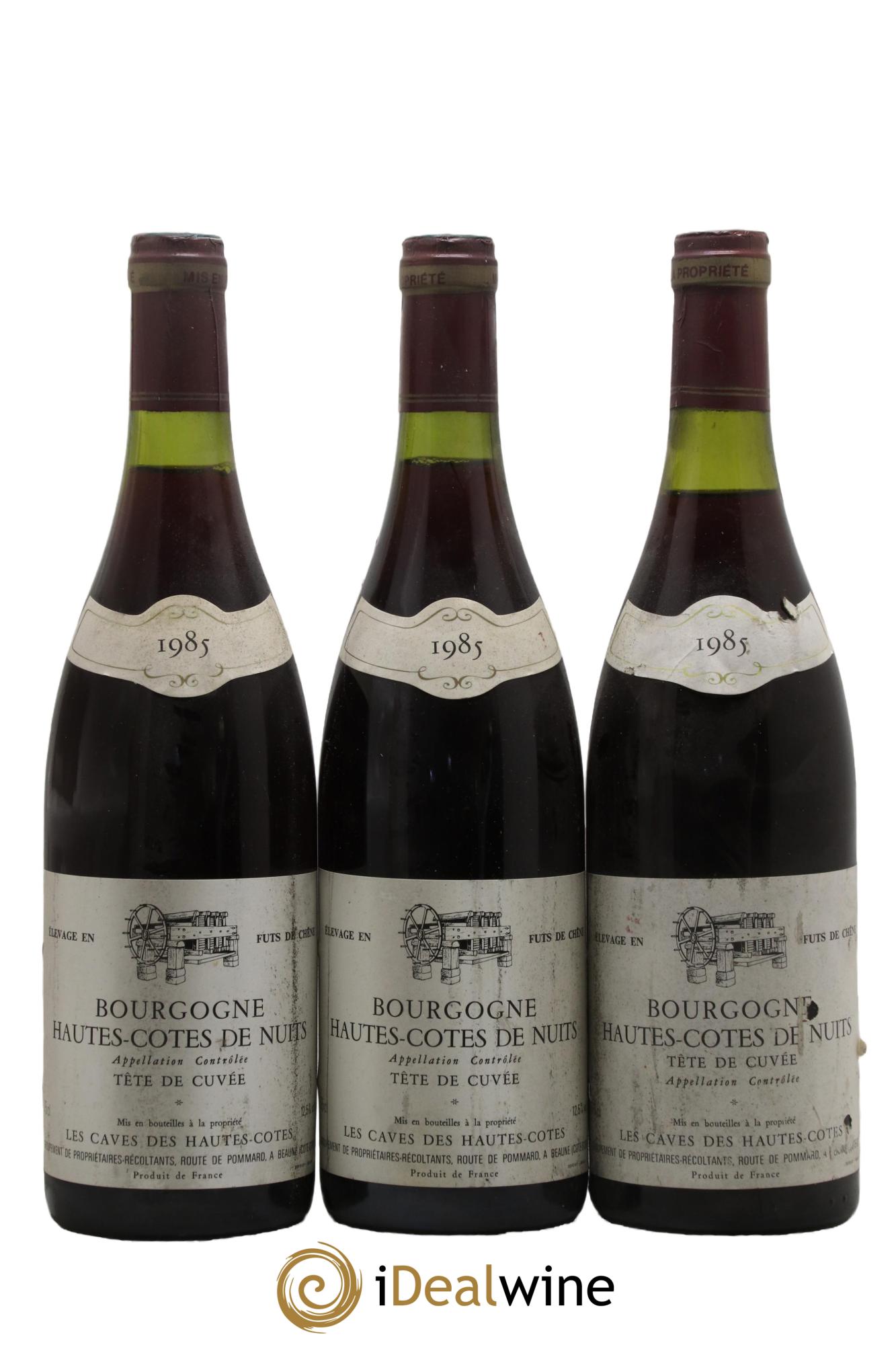 Hautes-Côtes de Nuits Tête de Cuvée Les Caves des Hautes Côtes 1985 - Lot de 3 bouteilles - 0