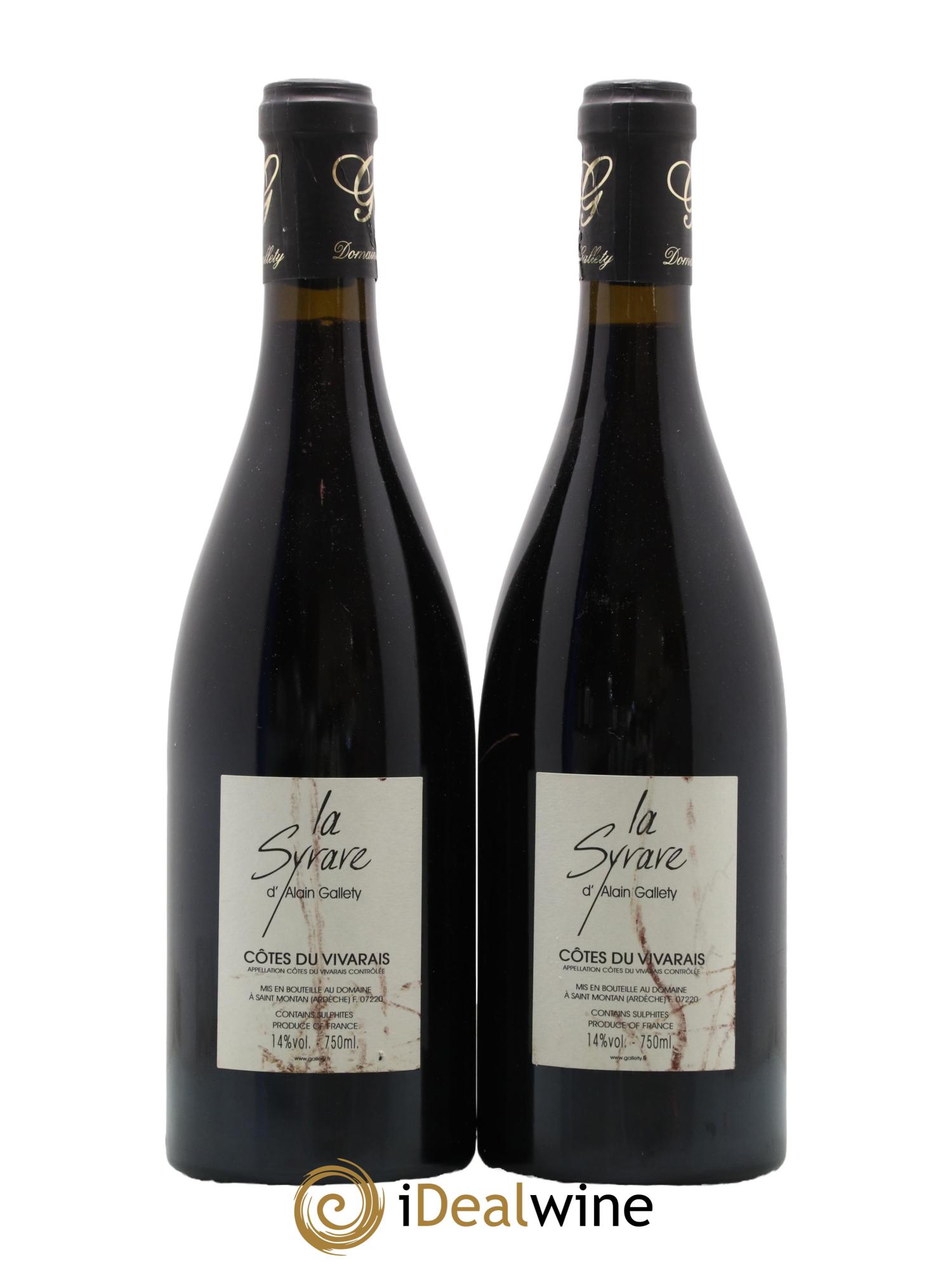 Côtes du Vivarais La Syrare Gallety (Domaine) 2004 - Lot de 2 bouteilles - 1