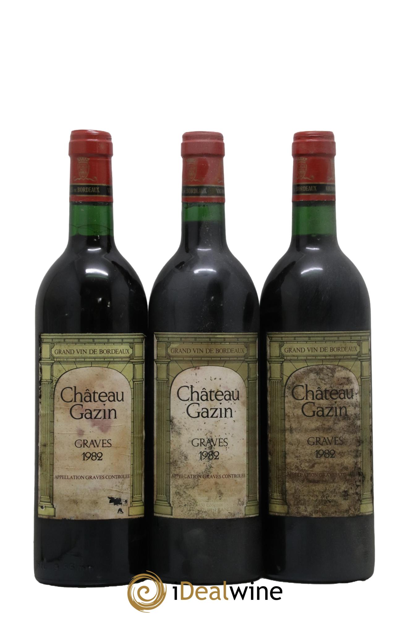 Graves Château Gazin 1982 - Lot de 3 bouteilles - 0