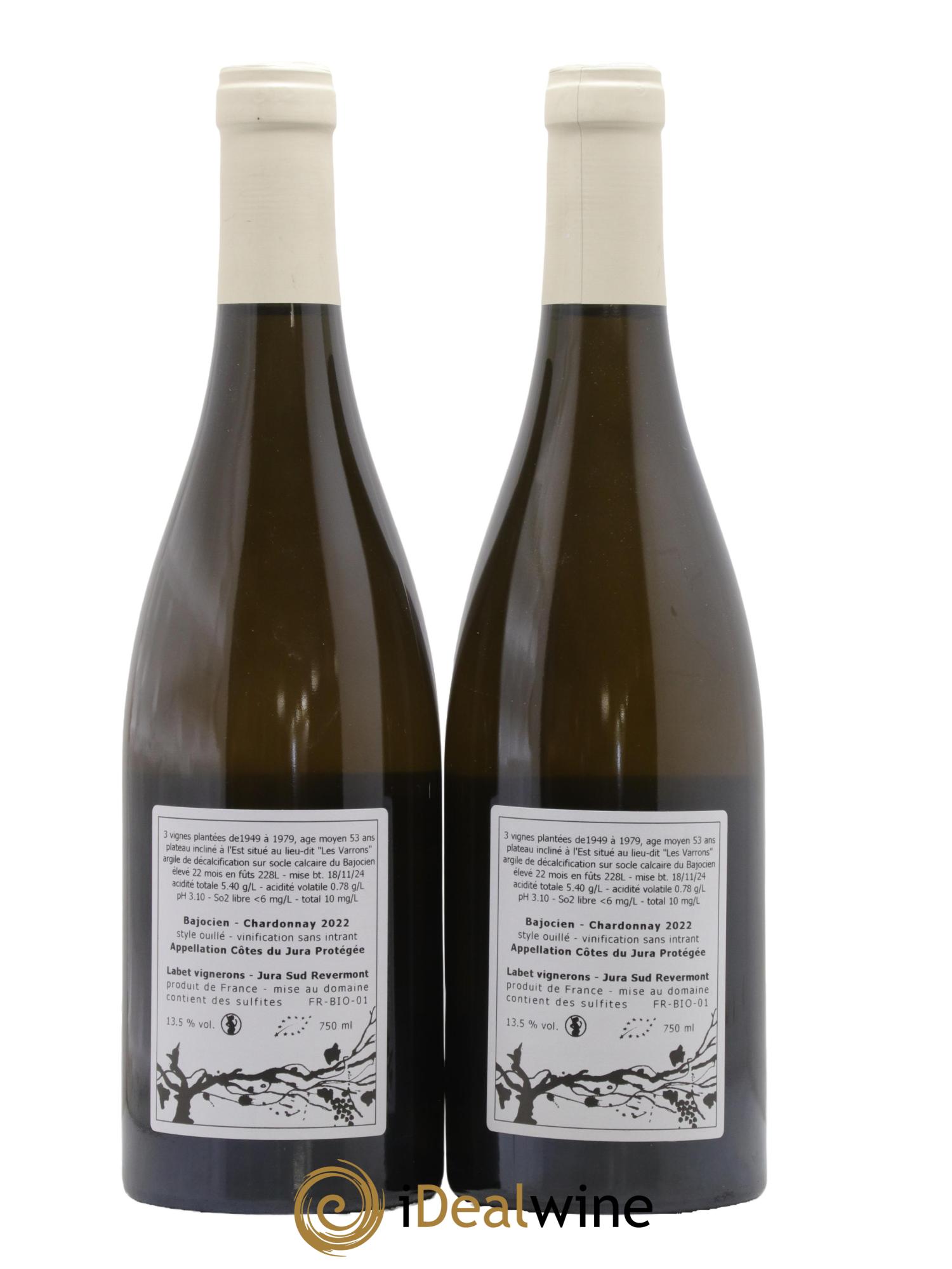 Côtes du Jura Chardonnay Bajocien Romain - Julien  - Charline Labet 2022 - Posten von 2 Flaschen - 1