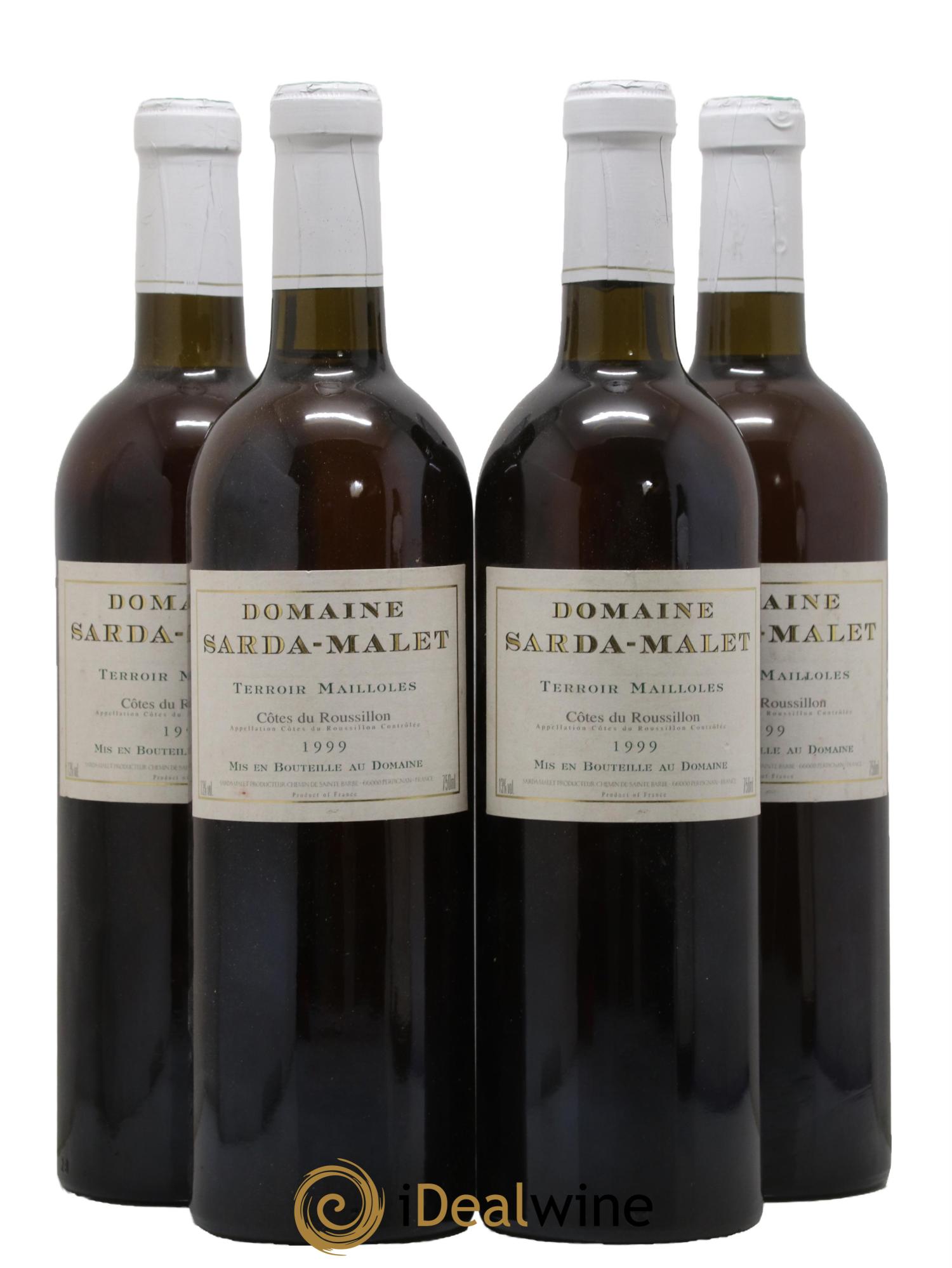 Côtes du Roussillon Domaine Sarda-Malet Terroir Mailloles Jérôme Malet 1999 - Lot de 4 bouteilles - 0