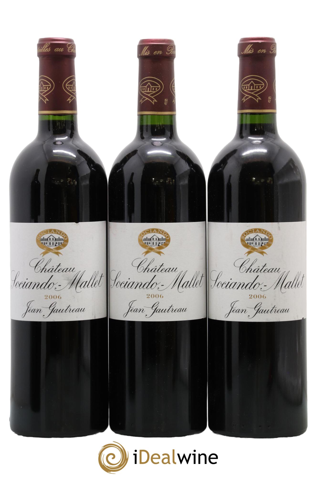 Château Sociando Mallet 2006 - Lot de 3 bouteilles - 0