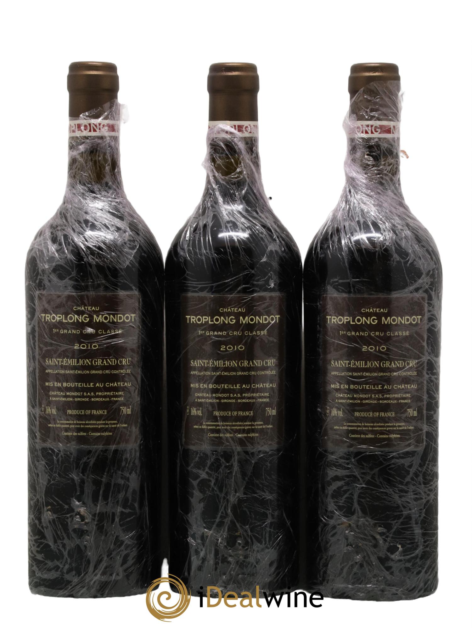 Château Troplong Mondot 1er Grand Cru Classé B 2010 - Lot de 3 bouteilles - 1