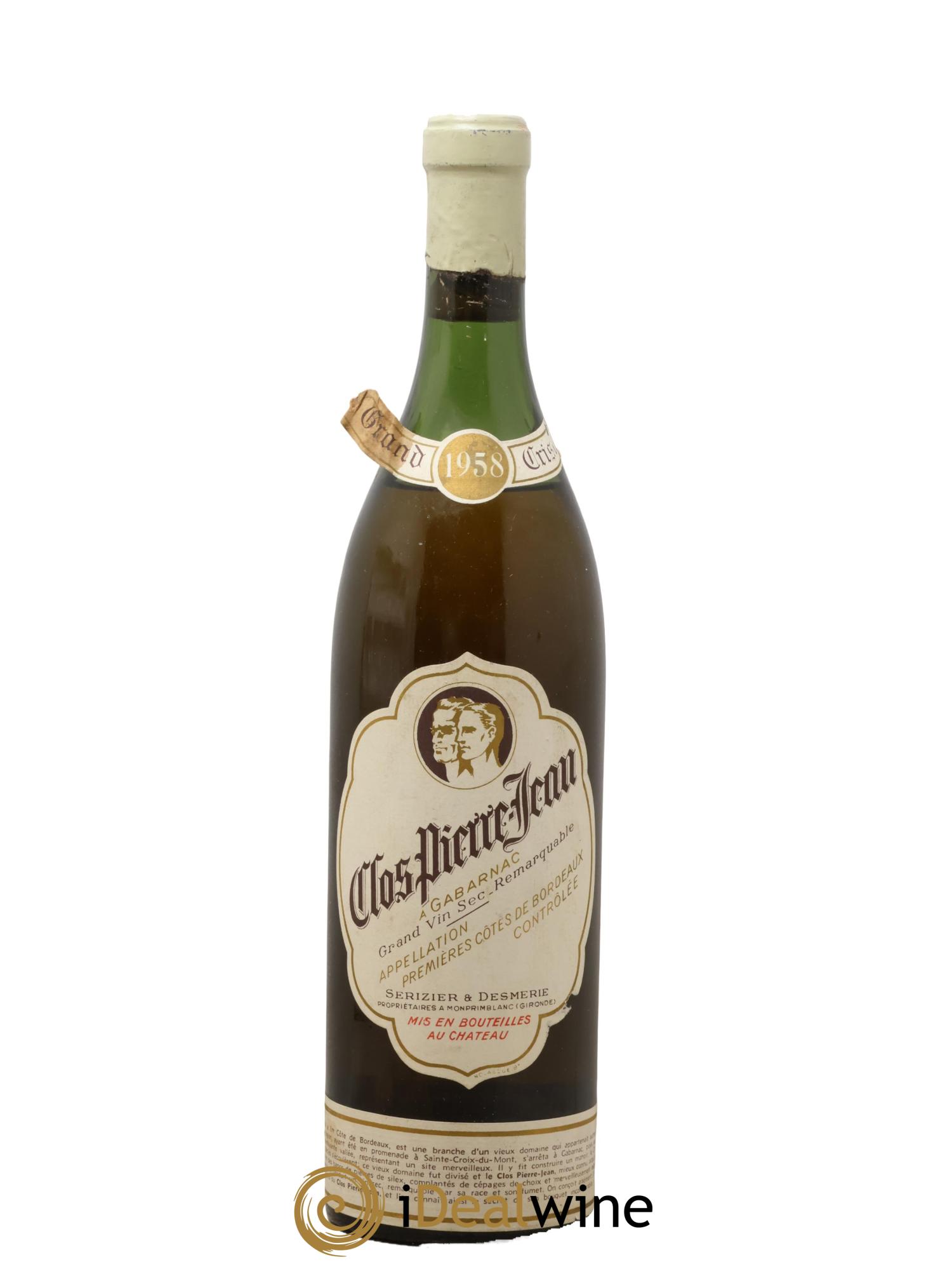 Premières Côtes de Bordeaux Clos Pierre Jean 1958 - Lot de 1 bouteille - 0