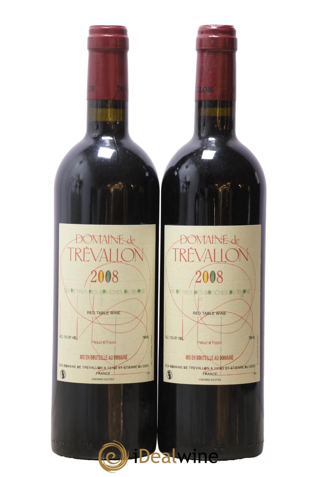 VDP Bouches du Rhône Trévallon (Domaine de) Eloi Dürrbach 2008 - Lot de 2 bouteilles - 0
