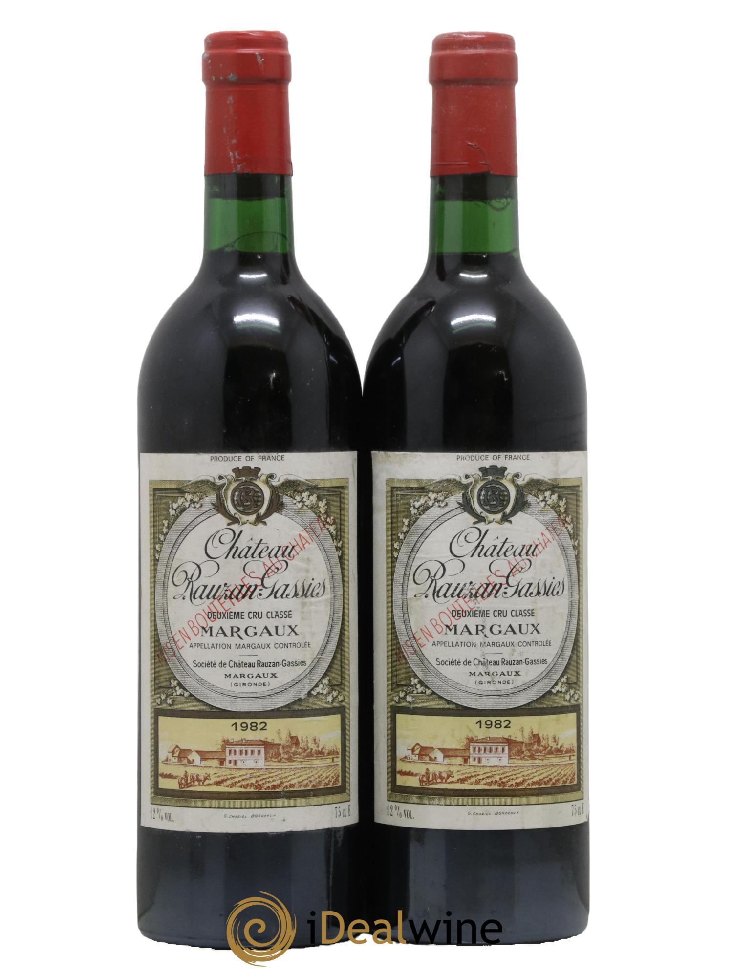 Château Rauzan-Gassies 2ème Grand Cru Classé 1982 - Lotto di 2 bottiglie - 0