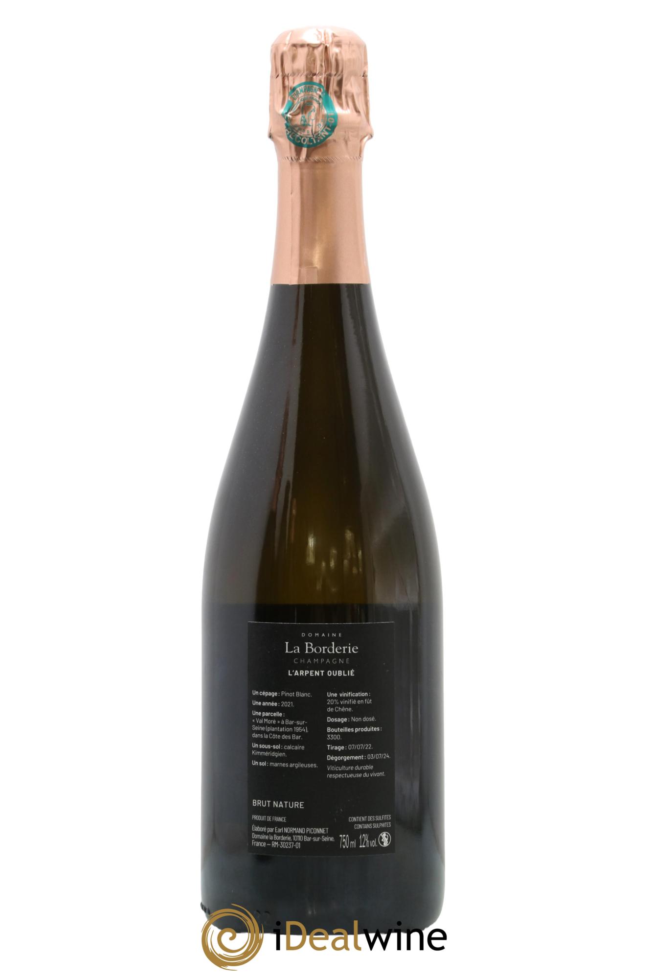 Champagne Brut Nature L'Arpent Oublié La Borderie 2021 - Lot de 1 bouteille - 1