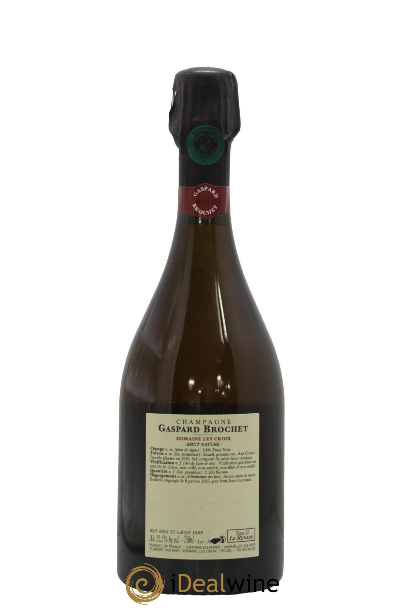 Champagne Tome II Le Renard Pinot Noir Gaspard Brochet - Lot of 1 bottle - 1