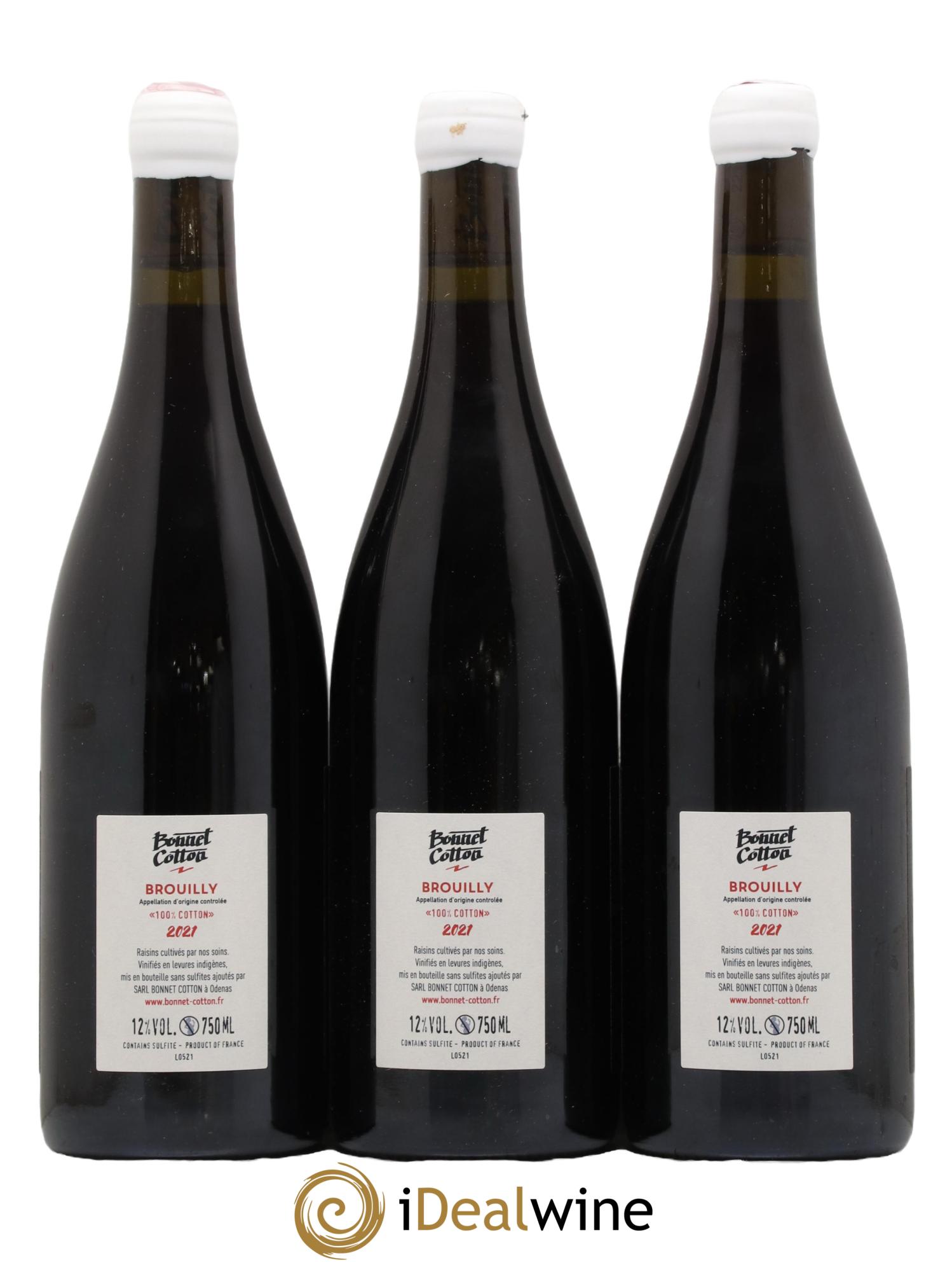 Brouilly 100% Cotton Bonnet-Cotton (Domaine) 2021 - Lot of 3 bottles - 1